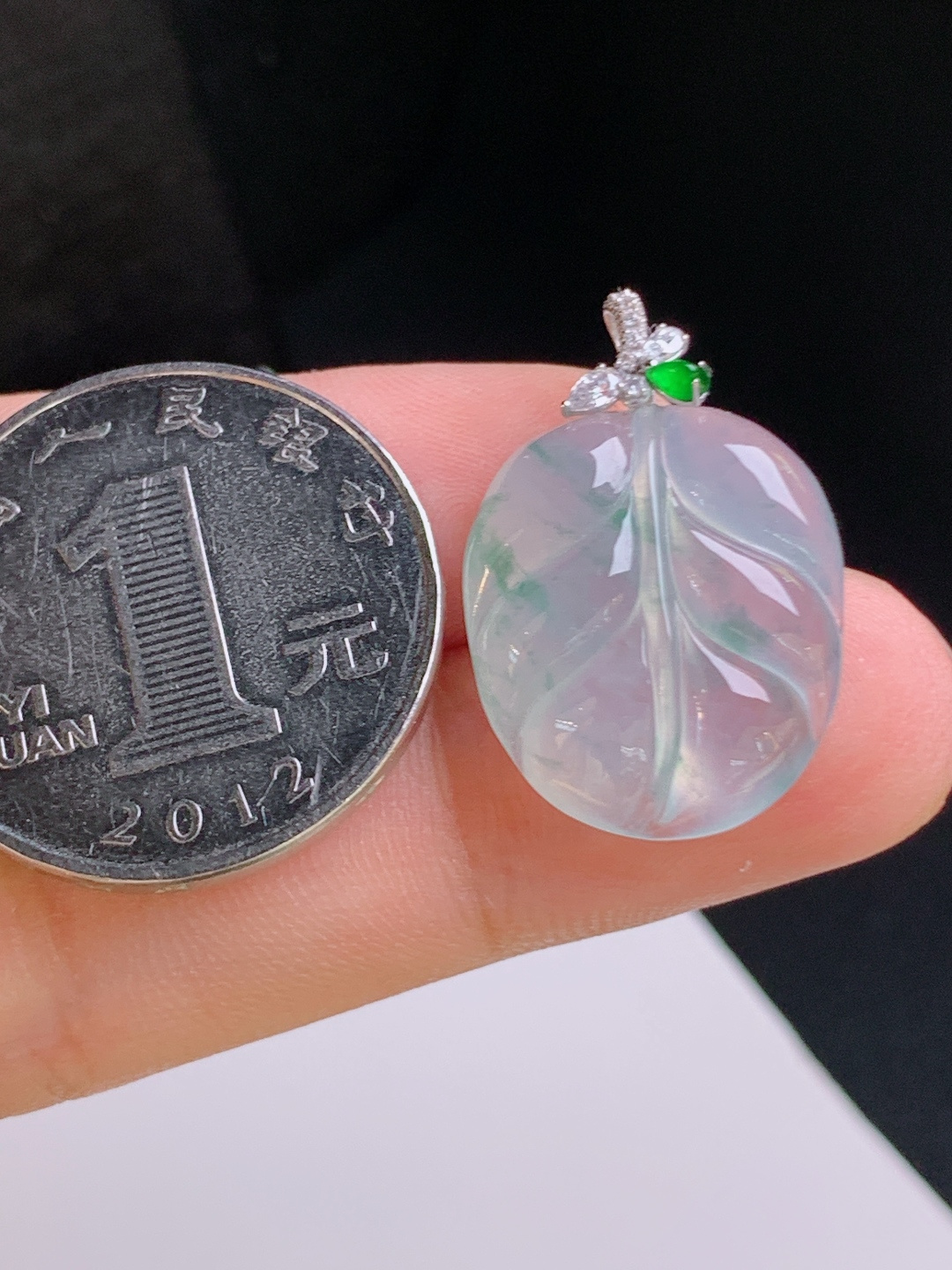 ️ 冰种飘花树叶吊坠，莹润胶感，花色灵动，大业有成 裸石19.8-16.8-5.7 整体25.3 530914