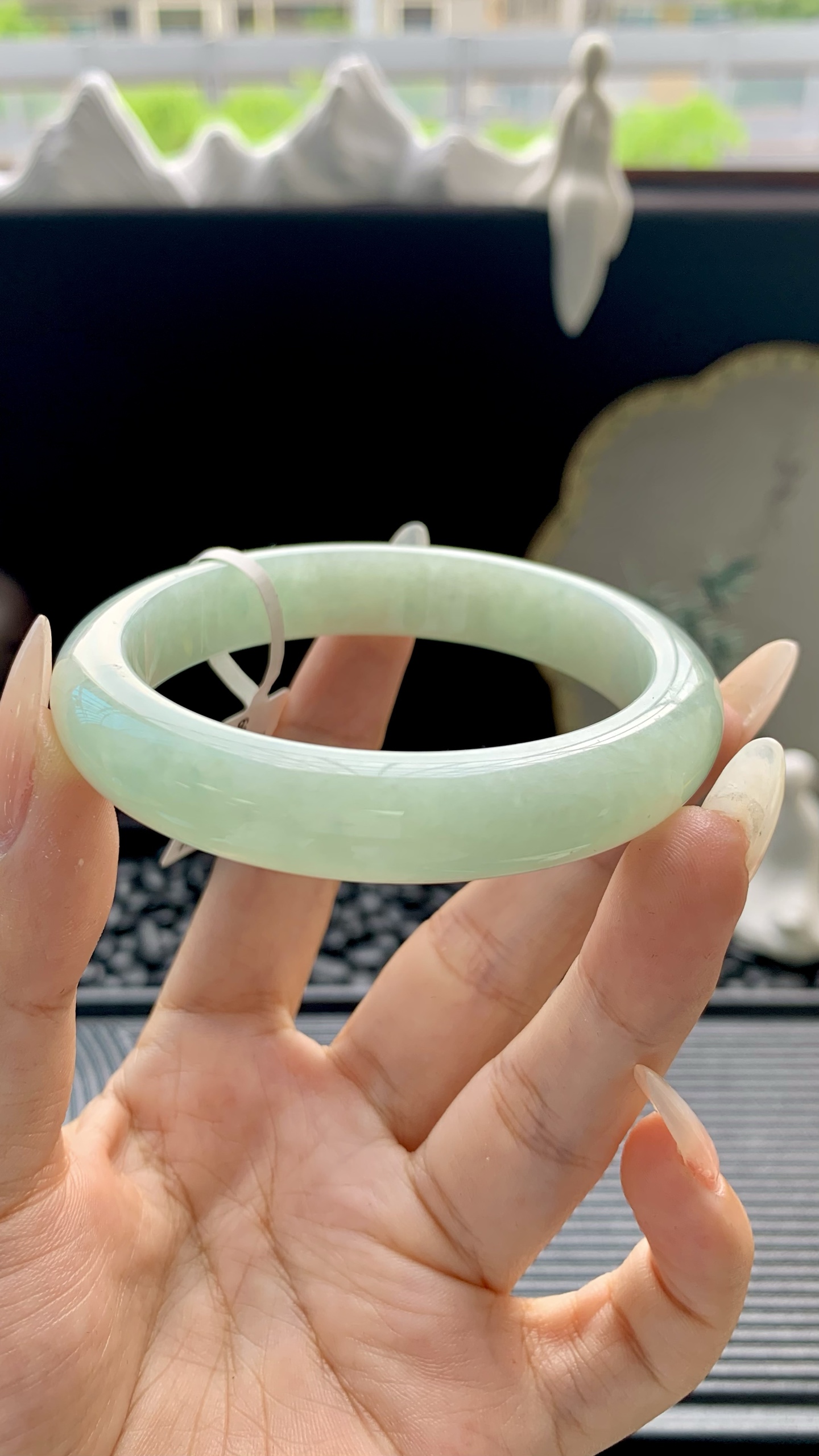 晴绿正圈手镯成品 HYY-1509 尺寸：56-12-8