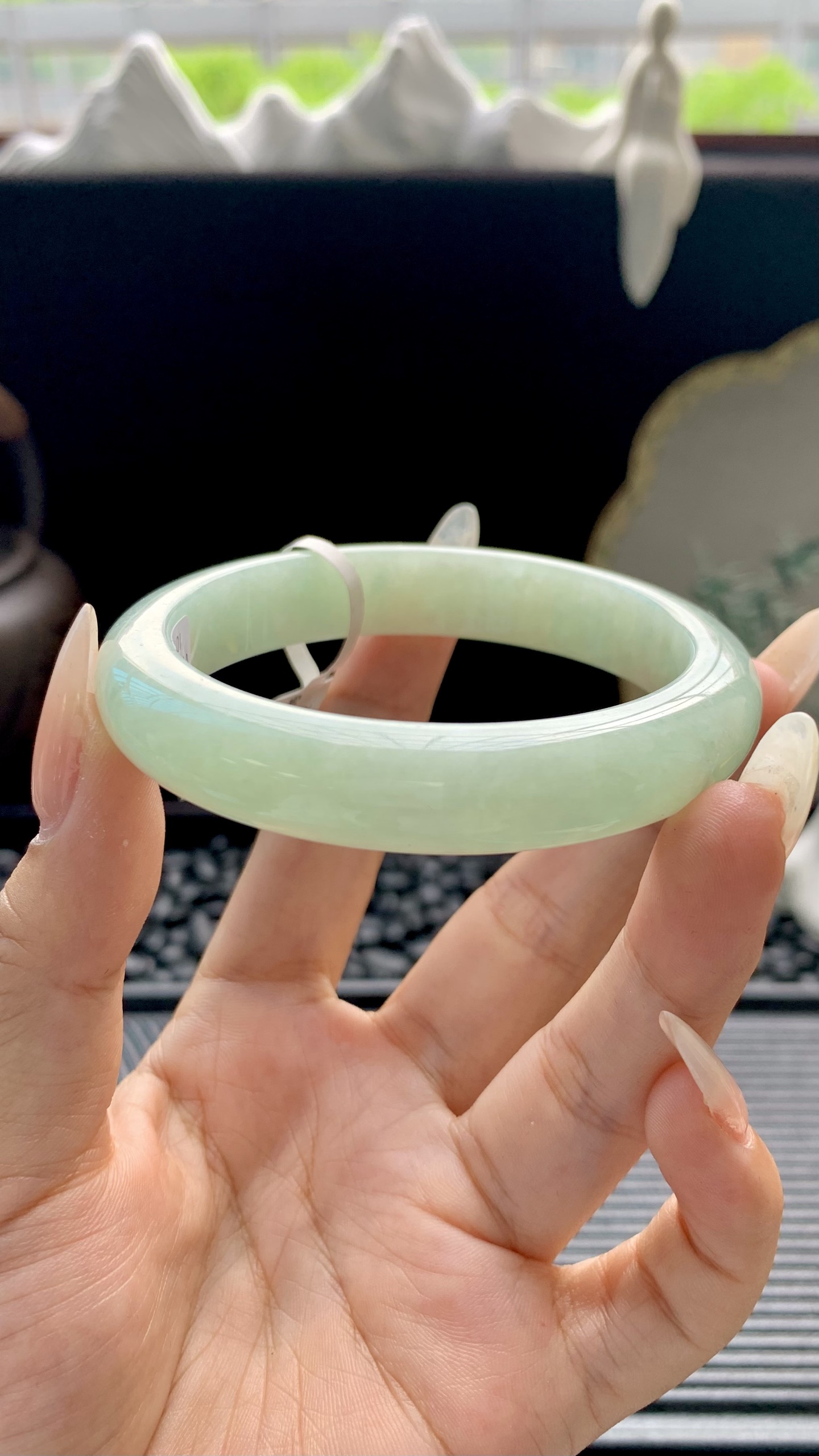晴绿正圈手镯成品 HYY-1509 尺寸：56-12-8