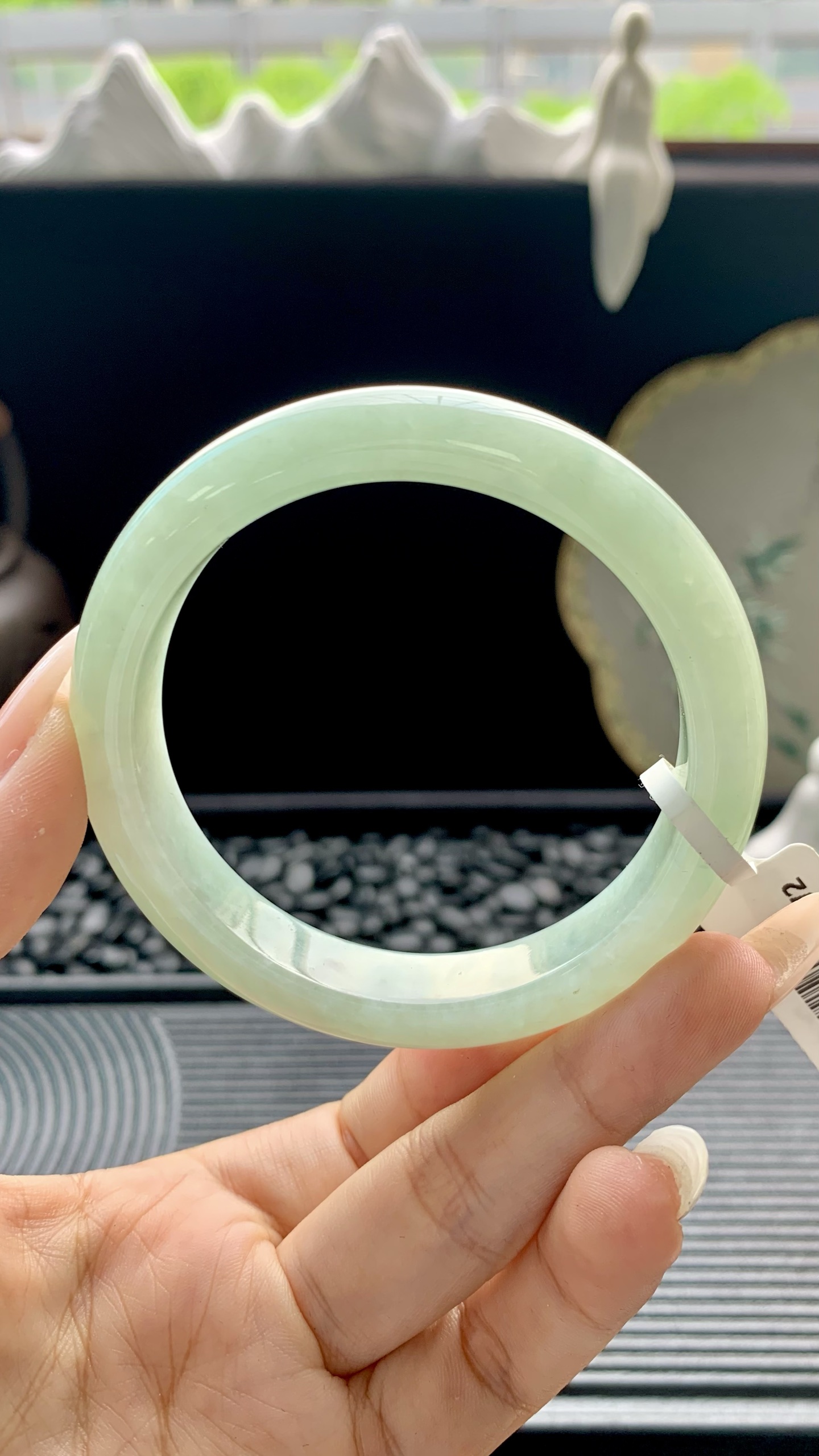 晴绿正圈手镯成品 HYY-1509 尺寸：56-12-8