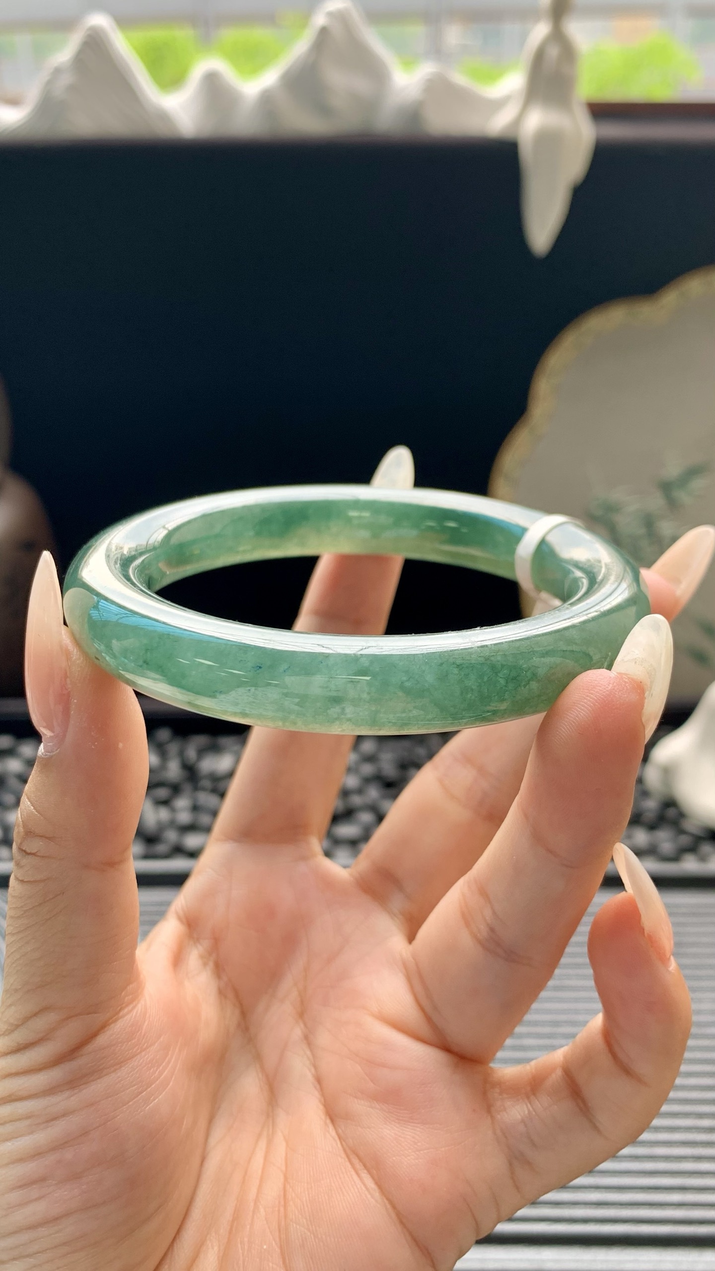 油青飘花圆条手镯成品 HY-5334 尺寸：57-11-11