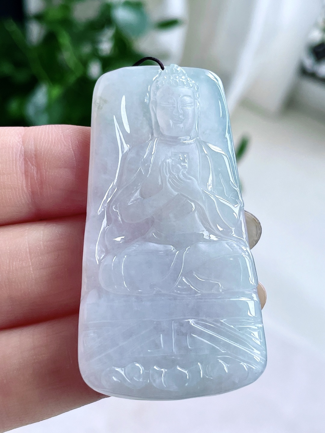 【裸石】冰糯种大日佛牌吊坠 【说明】缅甸 无裂 性比高 【尺寸】54.9-29.1-5.7 【重量】21.9克