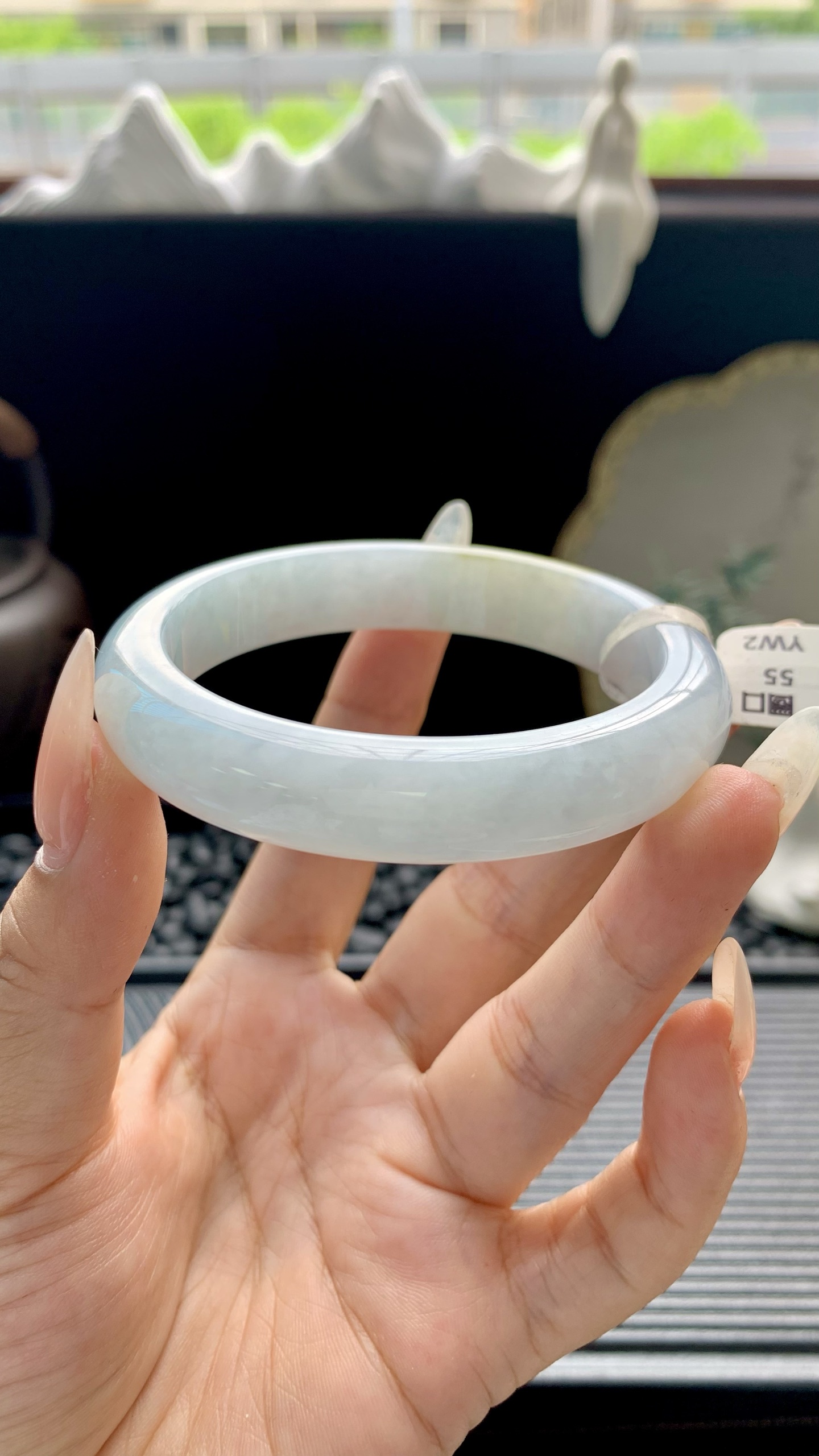 黄加绿正圈手镯成品 HYY-7116 尺寸：56-12-8