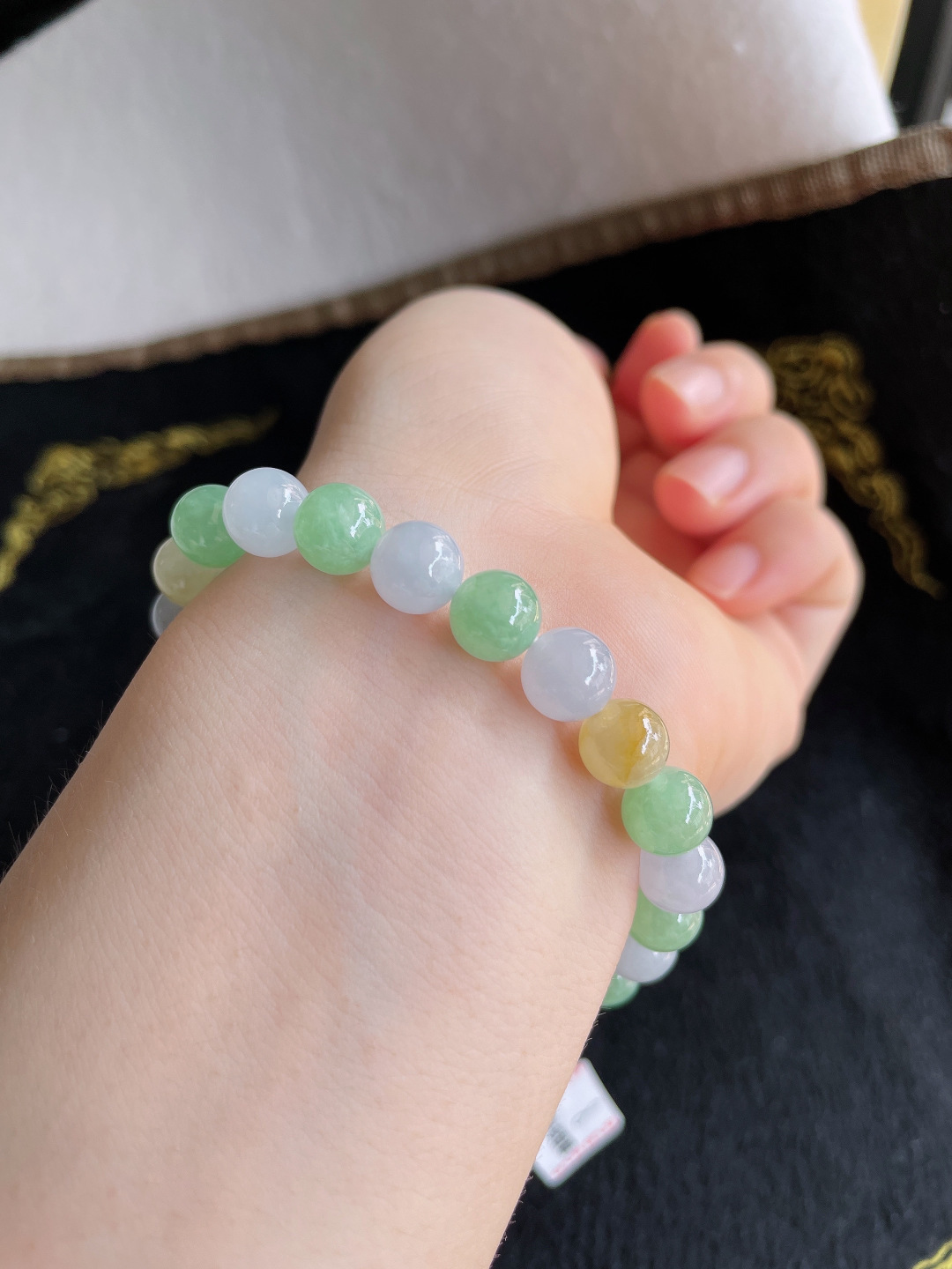 ️，缅甸天然翡翠A货，冰多宝手串，尺寸：8mm。【编3427】