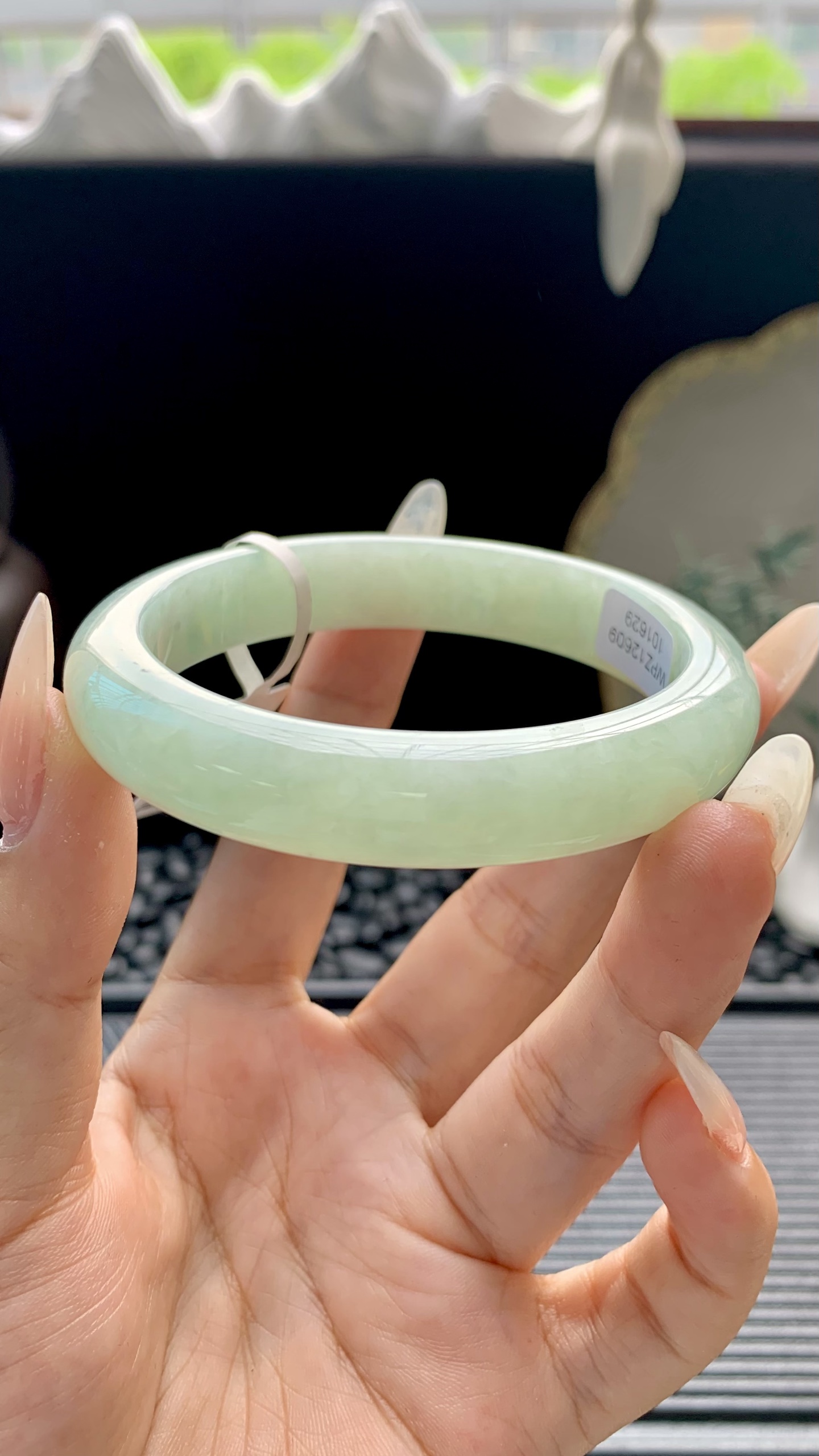 晴绿正圈手镯成品 HYY-1509 尺寸：56-12-8