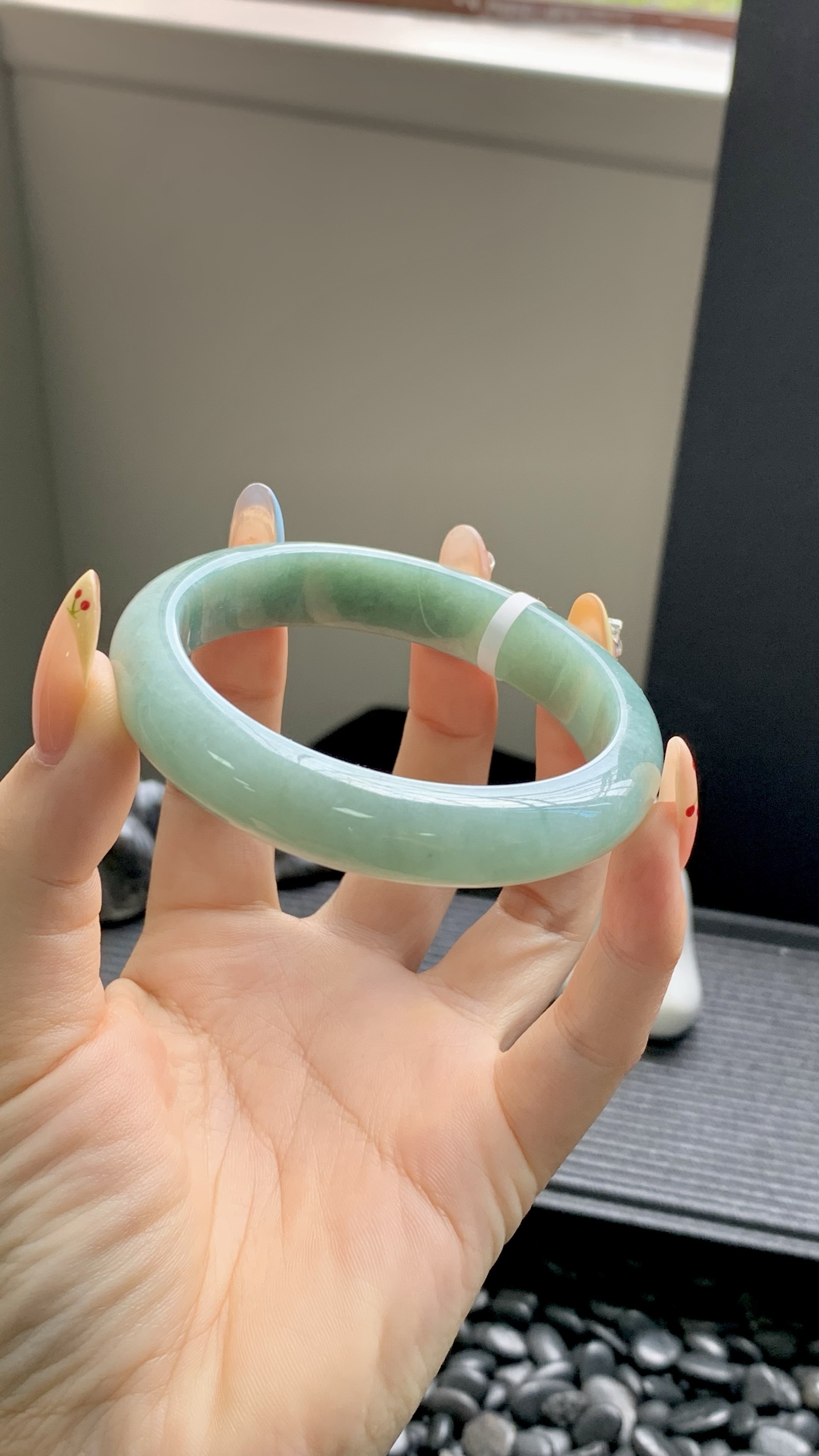 湖水绿正圈手镯成品 HYC-310 尺寸：57-12.5-8