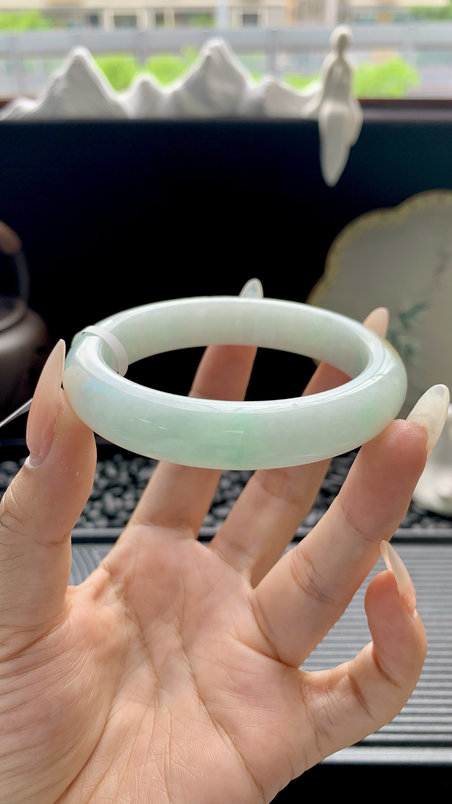 黄加绿正圈手镯成品 HY-6135 尺寸：55-12-8.5