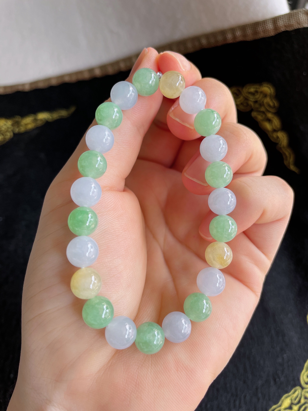 ️，缅甸天然翡翠A货，冰多宝手串，尺寸：8mm。【编3427】