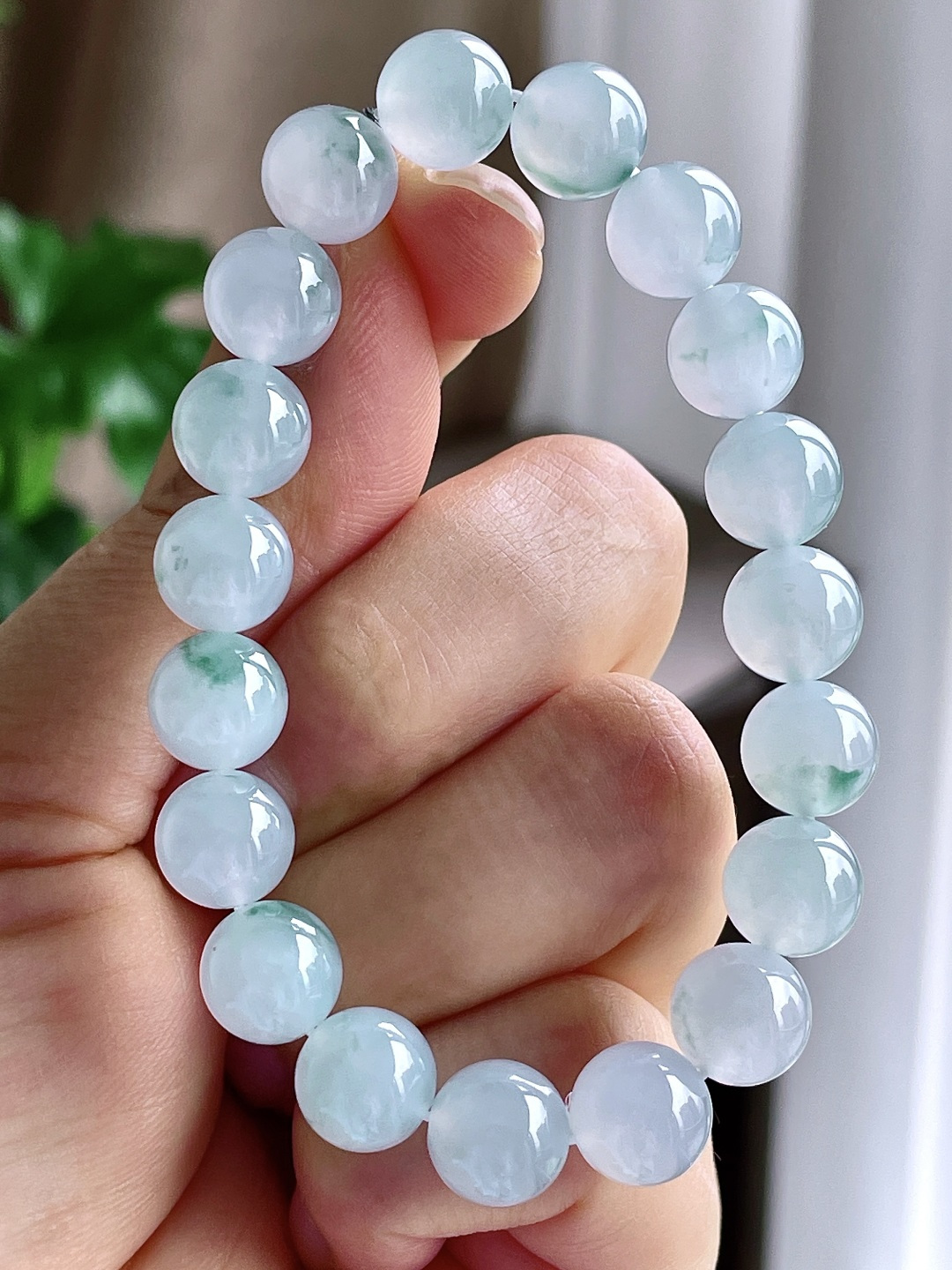 珠子 冰种飘花手链圆珠珠子手链 缅甸 性比高 尺寸9.8mm 重量32.3克