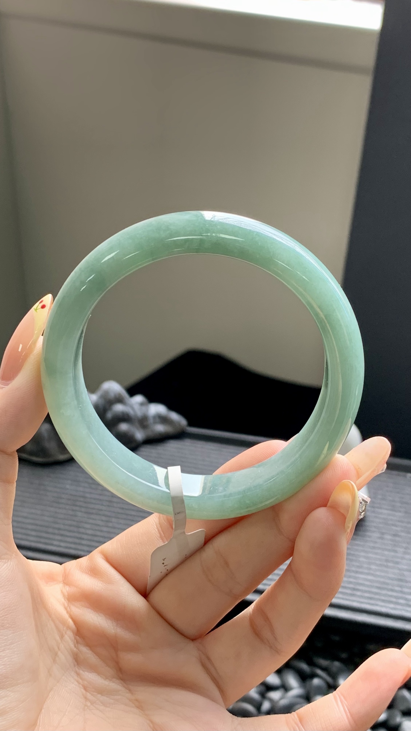 湖水绿正圈手镯成品 HYC-111 尺寸：57-12.5-8
