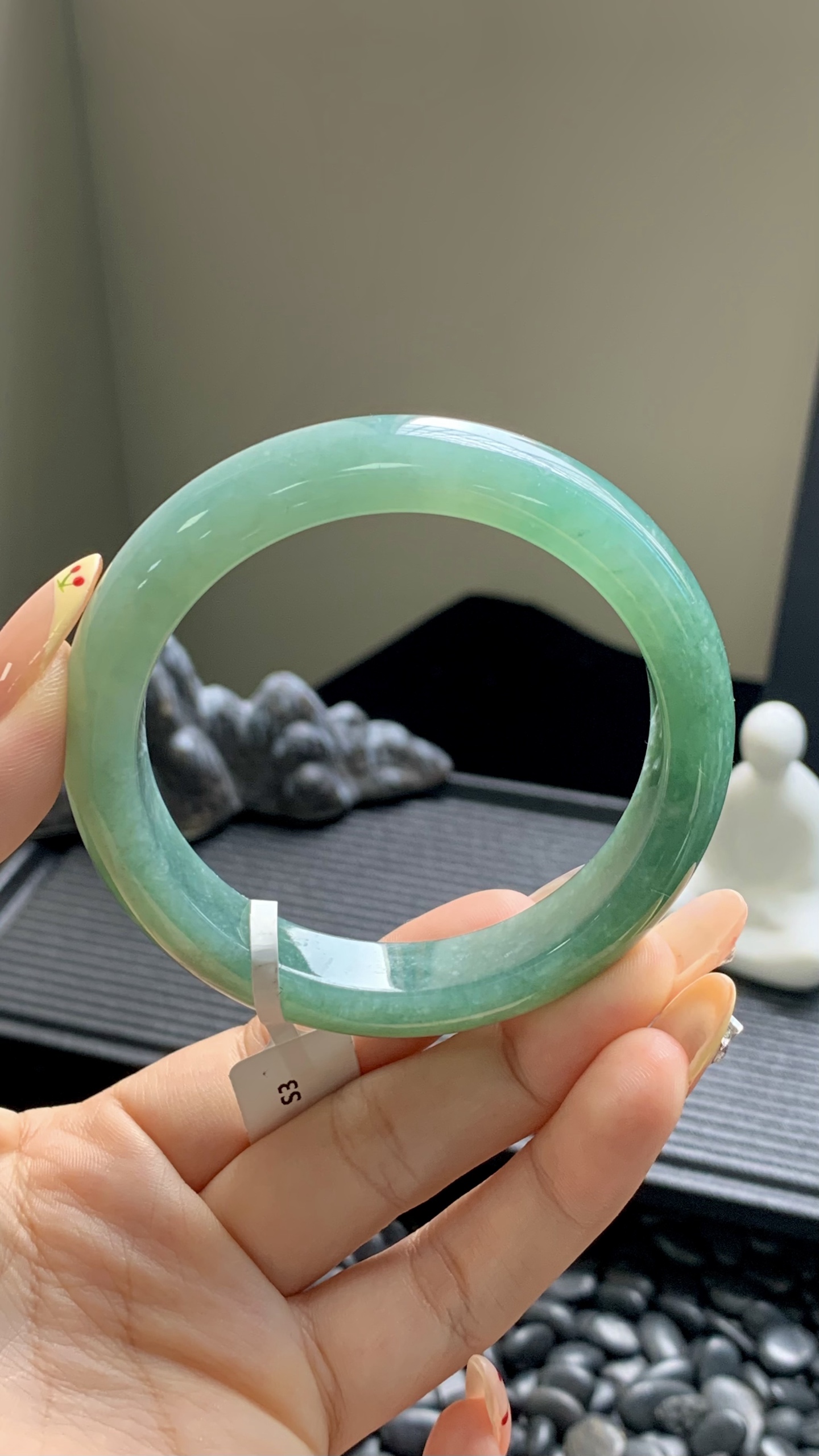 湖水绿正圈手镯成品 HYC-84 尺寸：56-12-8