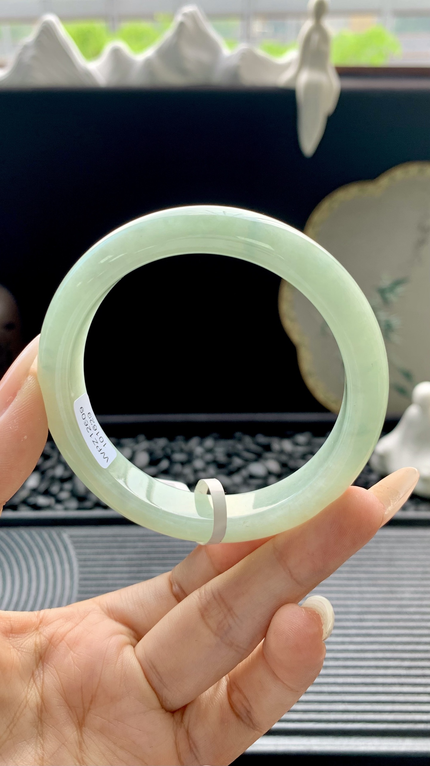 晴绿正圈手镯成品 HYY-1509 尺寸：56-12-8