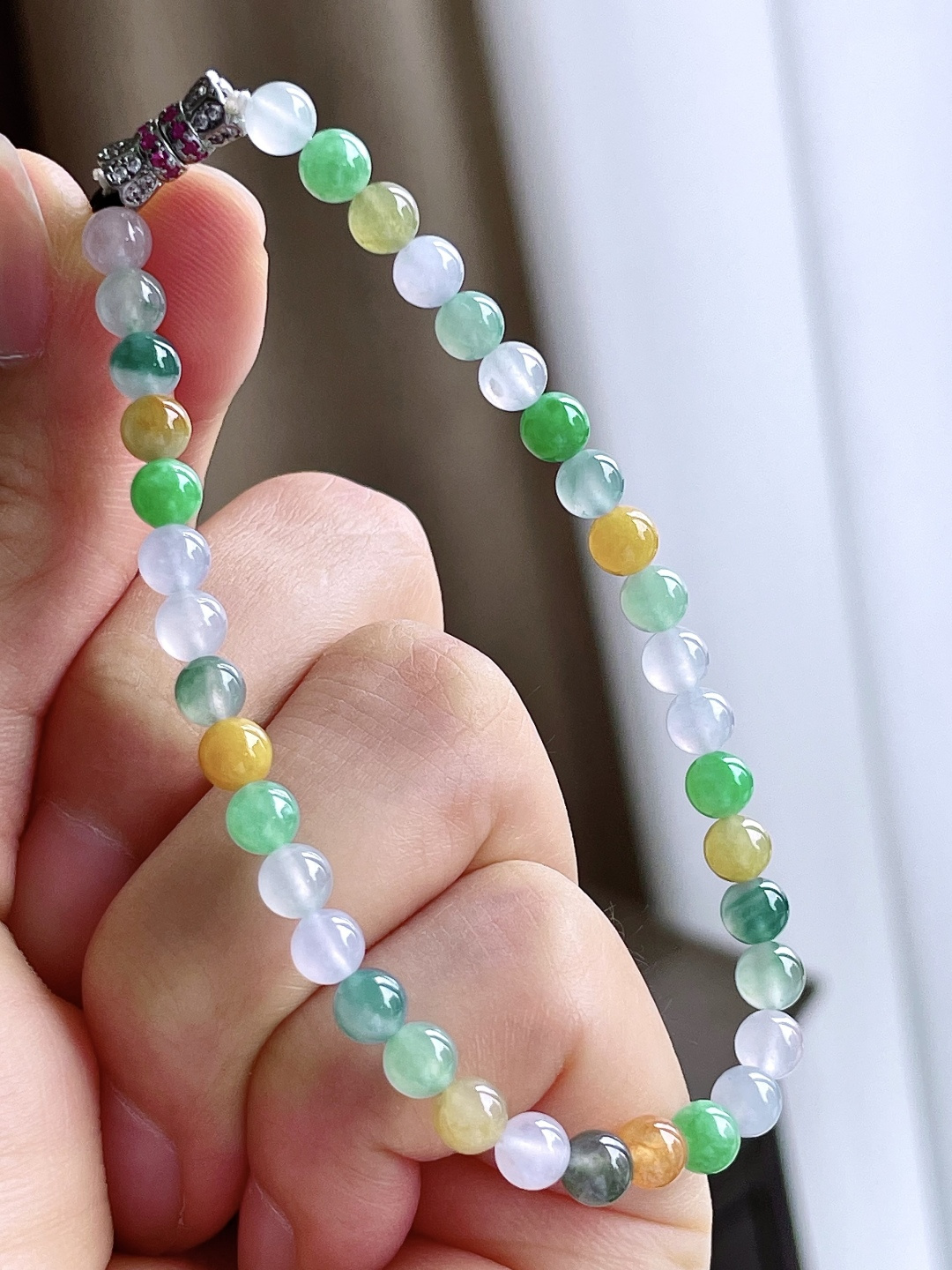 【珠子】冰多宝手链圆珠珠子手链 【说明】缅甸 性比高 【尺寸】5mm 【重量】8.8克