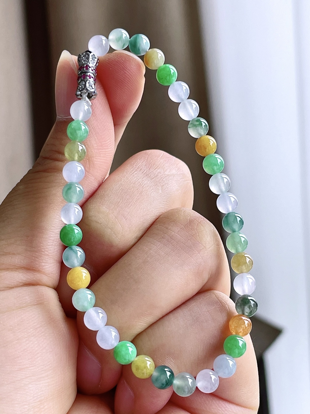 【珠子】冰多宝手链圆珠珠子手链 【说明】缅甸 性比高 【尺寸】5mm 【重量】8.8克