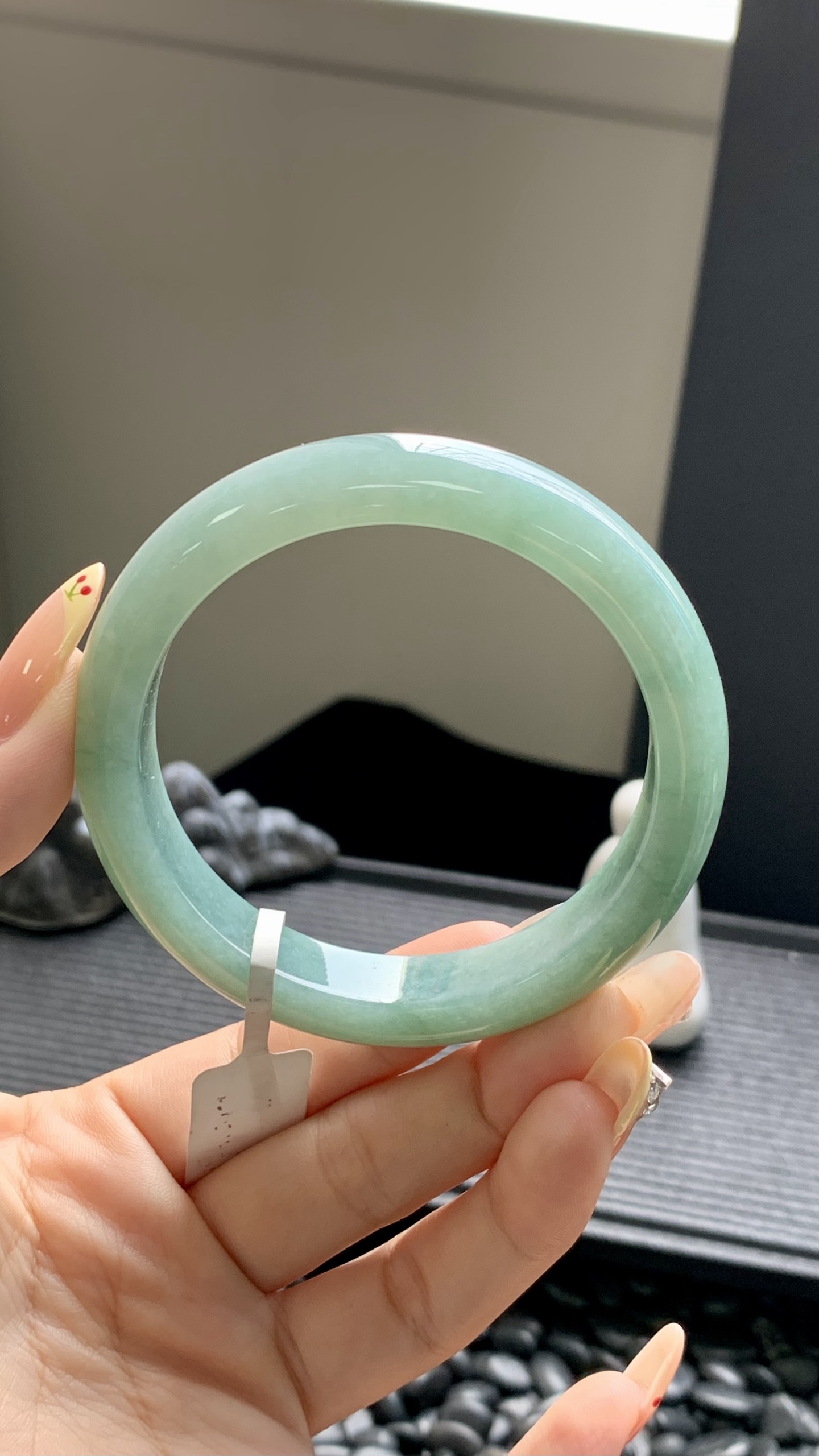 湖水绿正圈手镯成品 HYC-111 尺寸：57-12.5-8