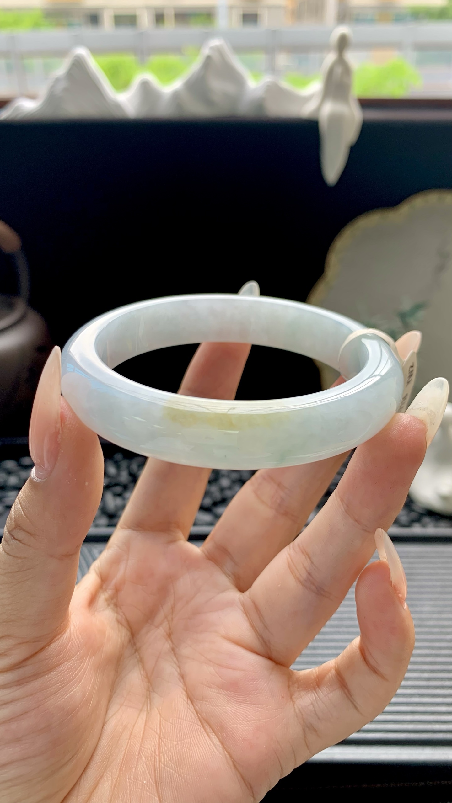 黄加绿正圈手镯成品 HYY-7116 尺寸：56-12-8