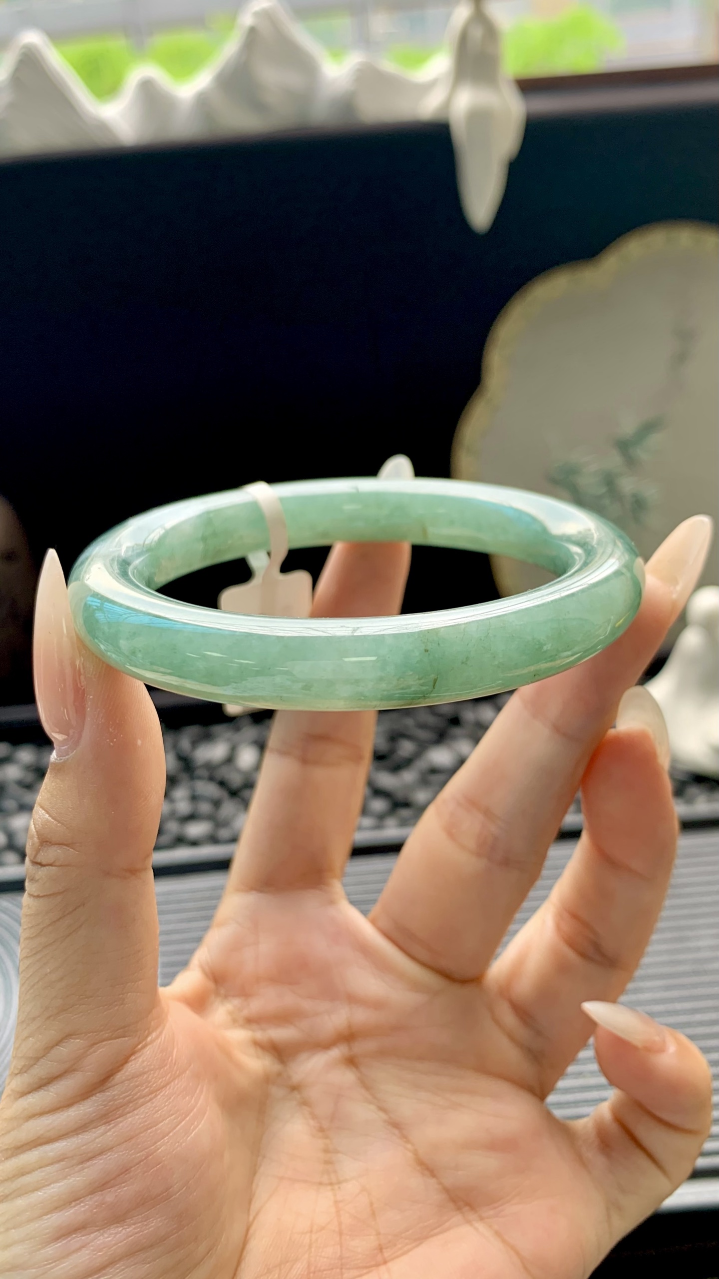油青飘花圆条手镯成品 HY-6518 尺寸：55-10-10