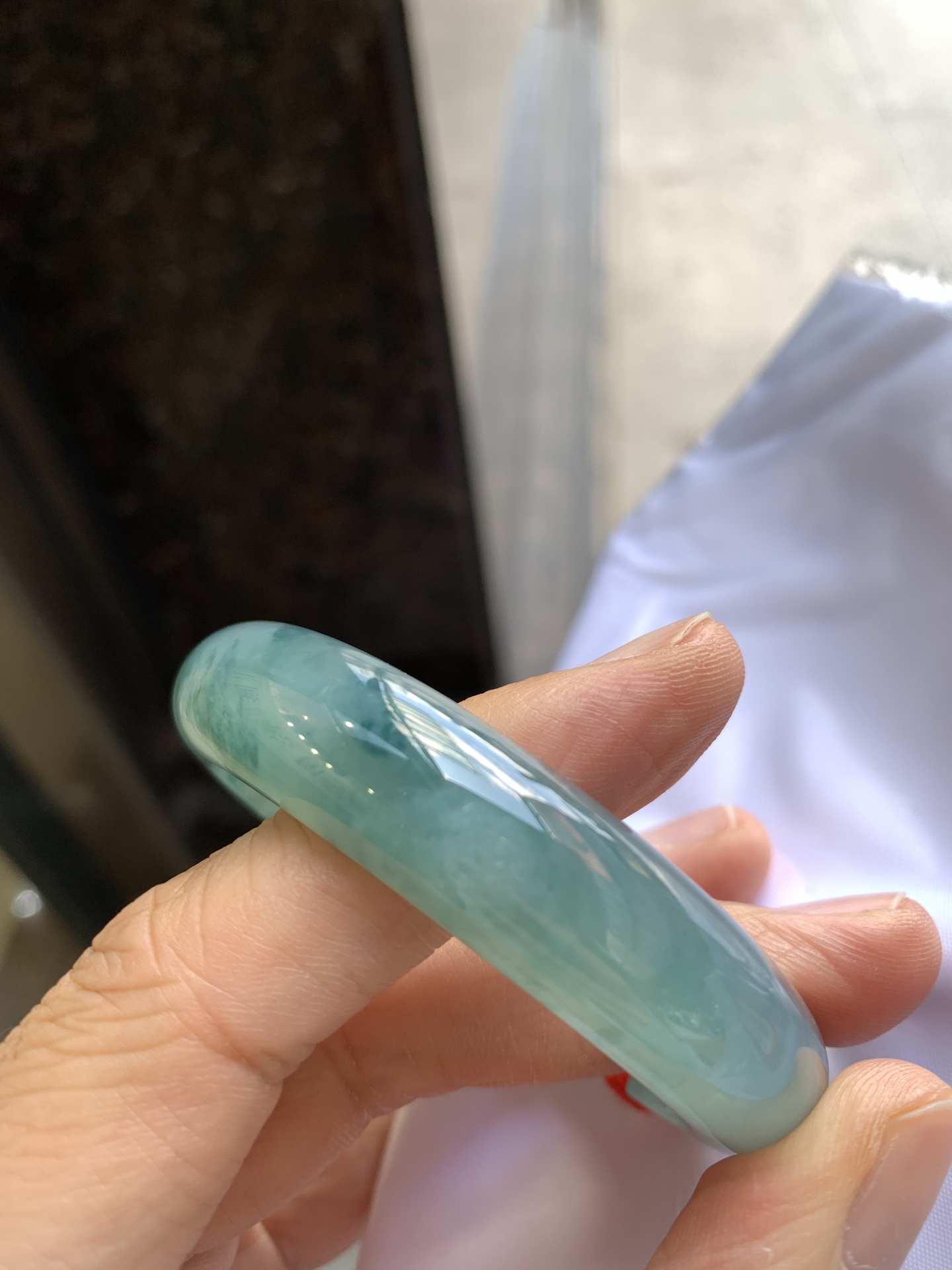 正圈冰蓝水飘花 微微棉 尺寸：52.6/13/8.1 冰润