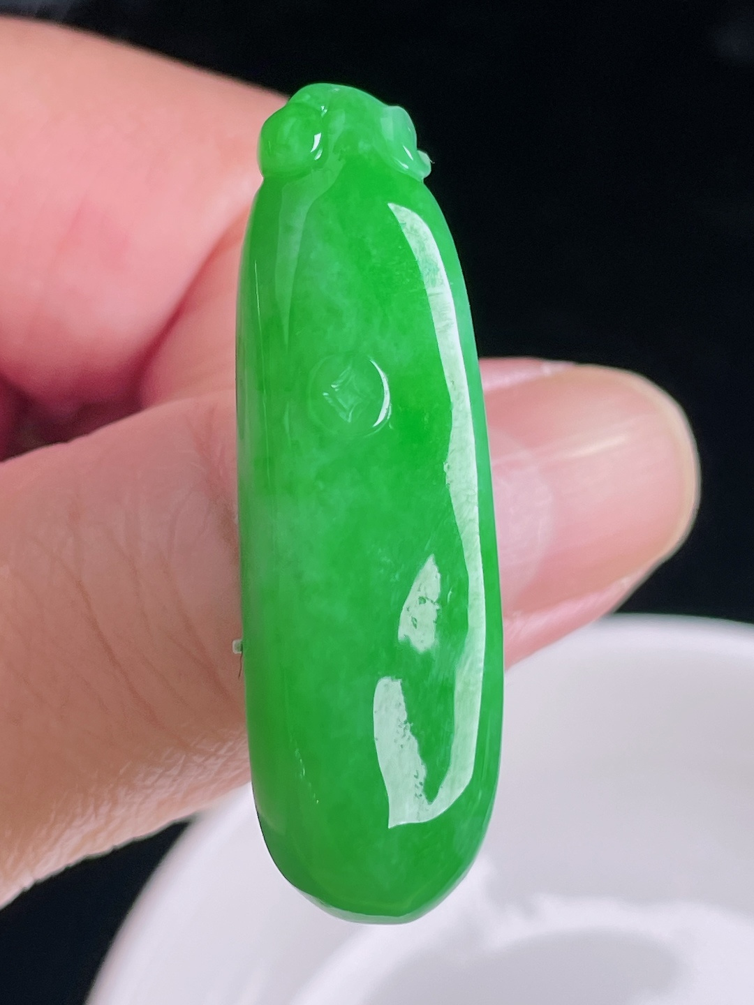 ️阳绿福瓜，老种起光，细底通透，尺寸：43.4/13/9mm0917