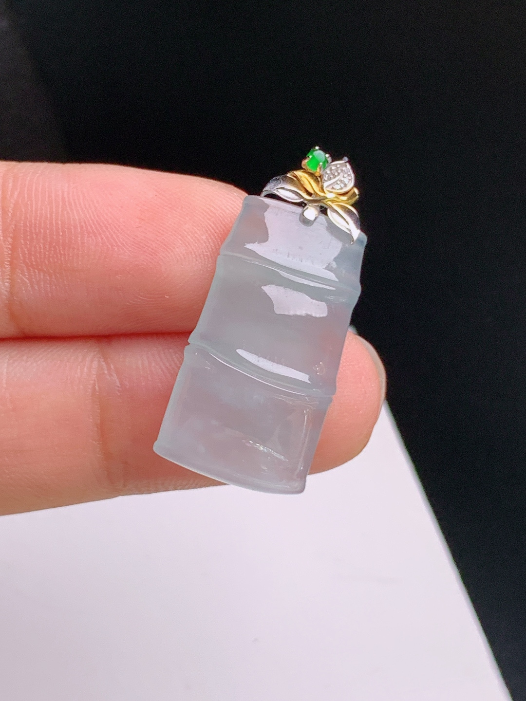 ️ 冰种竹节吊坠，底子干净，莹润起光，步步高升 裸石23.5-13-4.6 整体28.8 530914