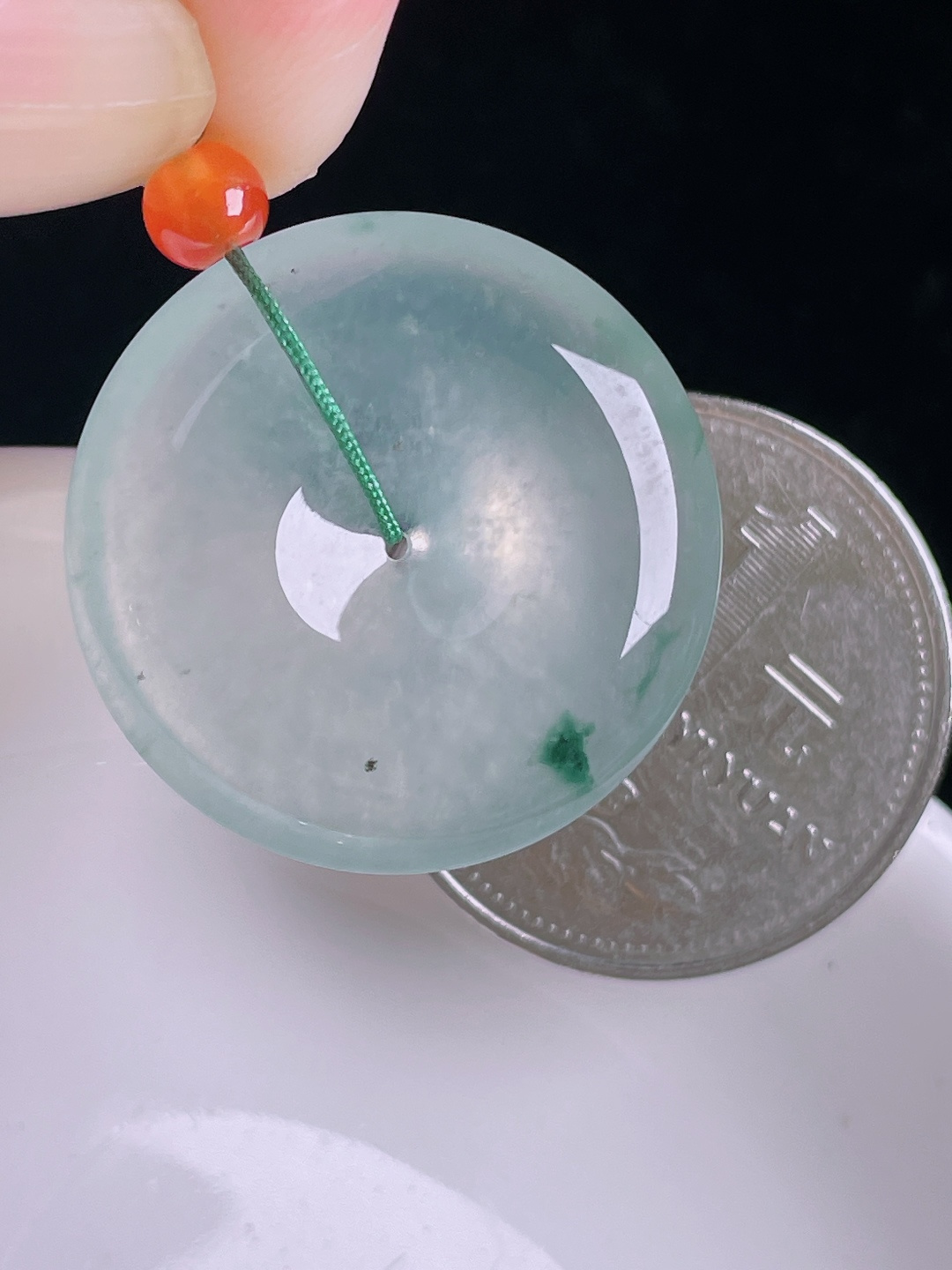 ️平安扣，老种起光，细底通透，尺寸：24.5/5.5mm0917
