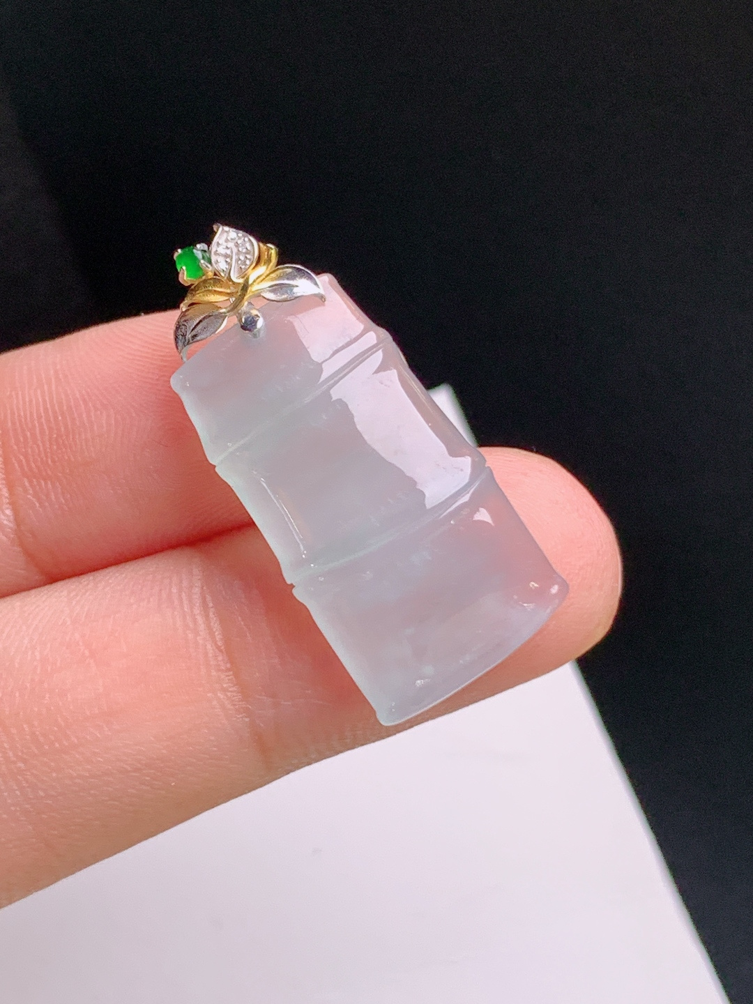 ️ 冰种竹节吊坠，底子干净，莹润起光，步步高升 裸石23.5-13-4.6 整体28.8 530914