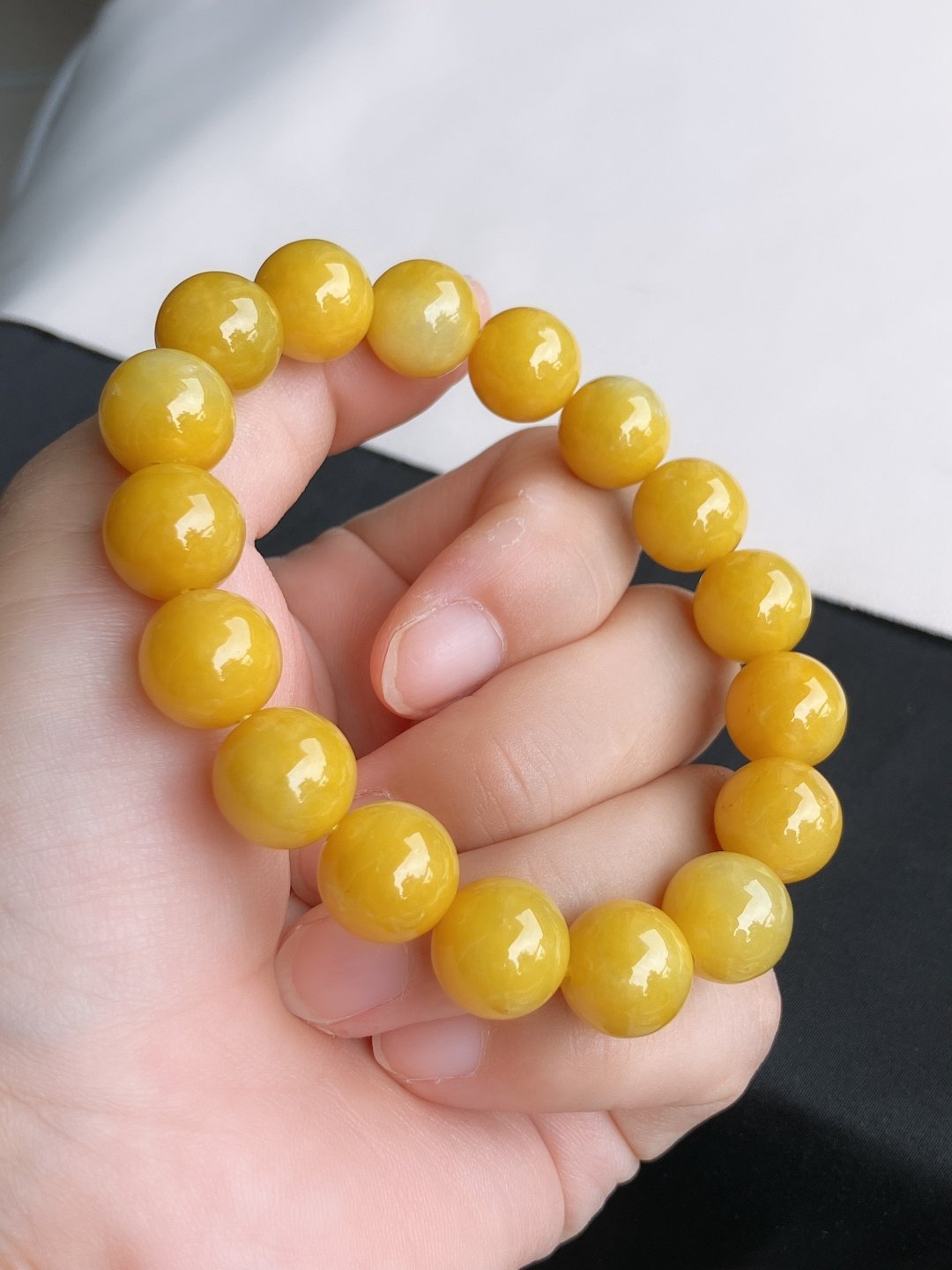 ️冰黄手串，饱满大气，尺寸12.3/自然光实拍