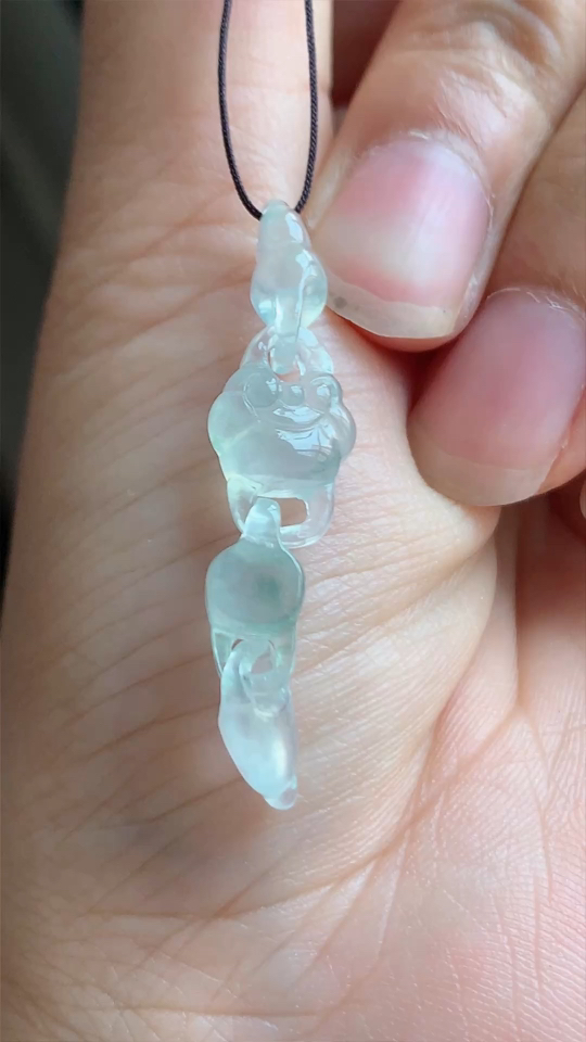 翡翠精品，如意链子，冰种，尺寸37-8.7-5.5 aa916