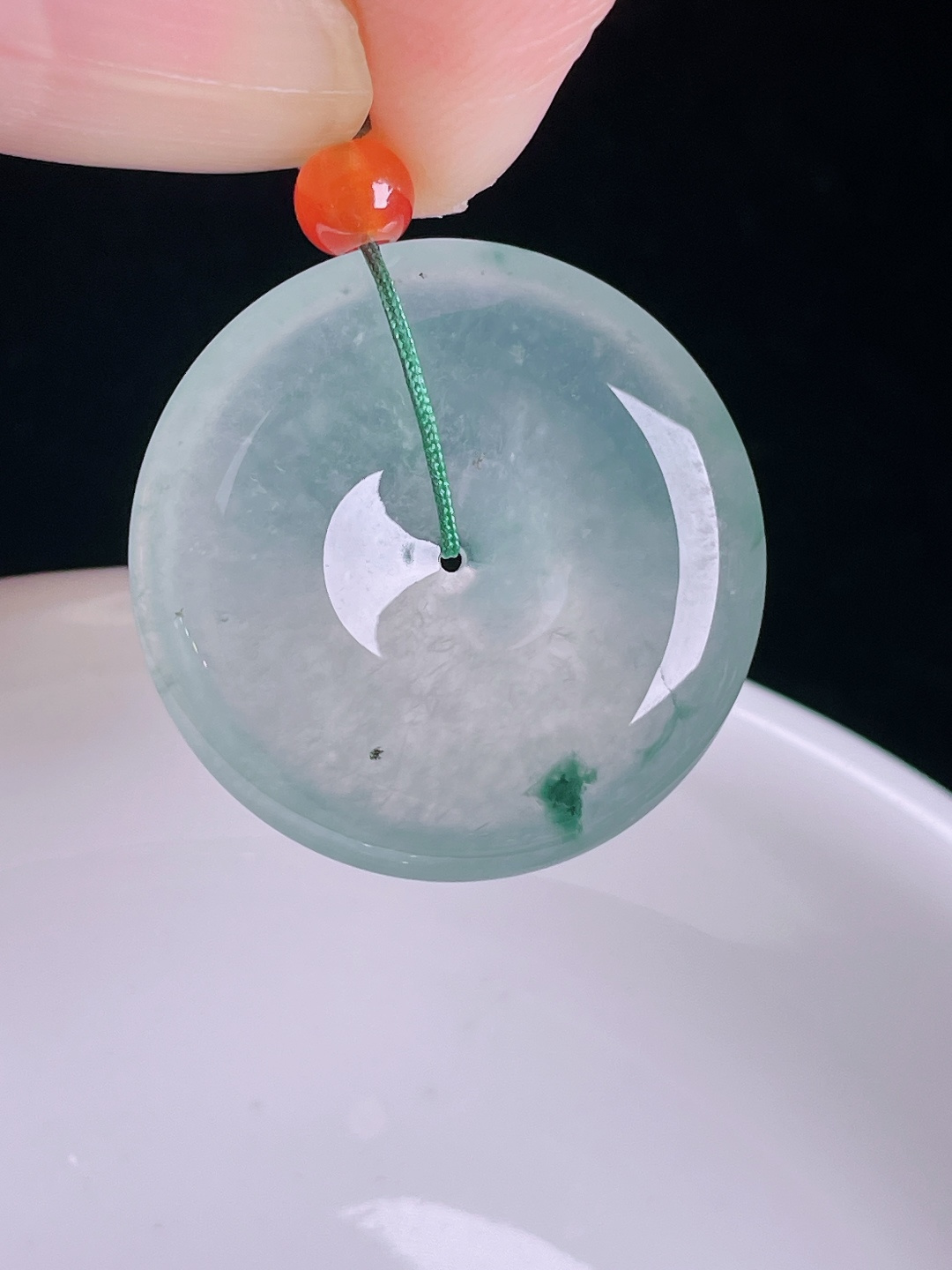 ️平安扣，老种起光，细底通透，尺寸：24.5/5.5mm0917