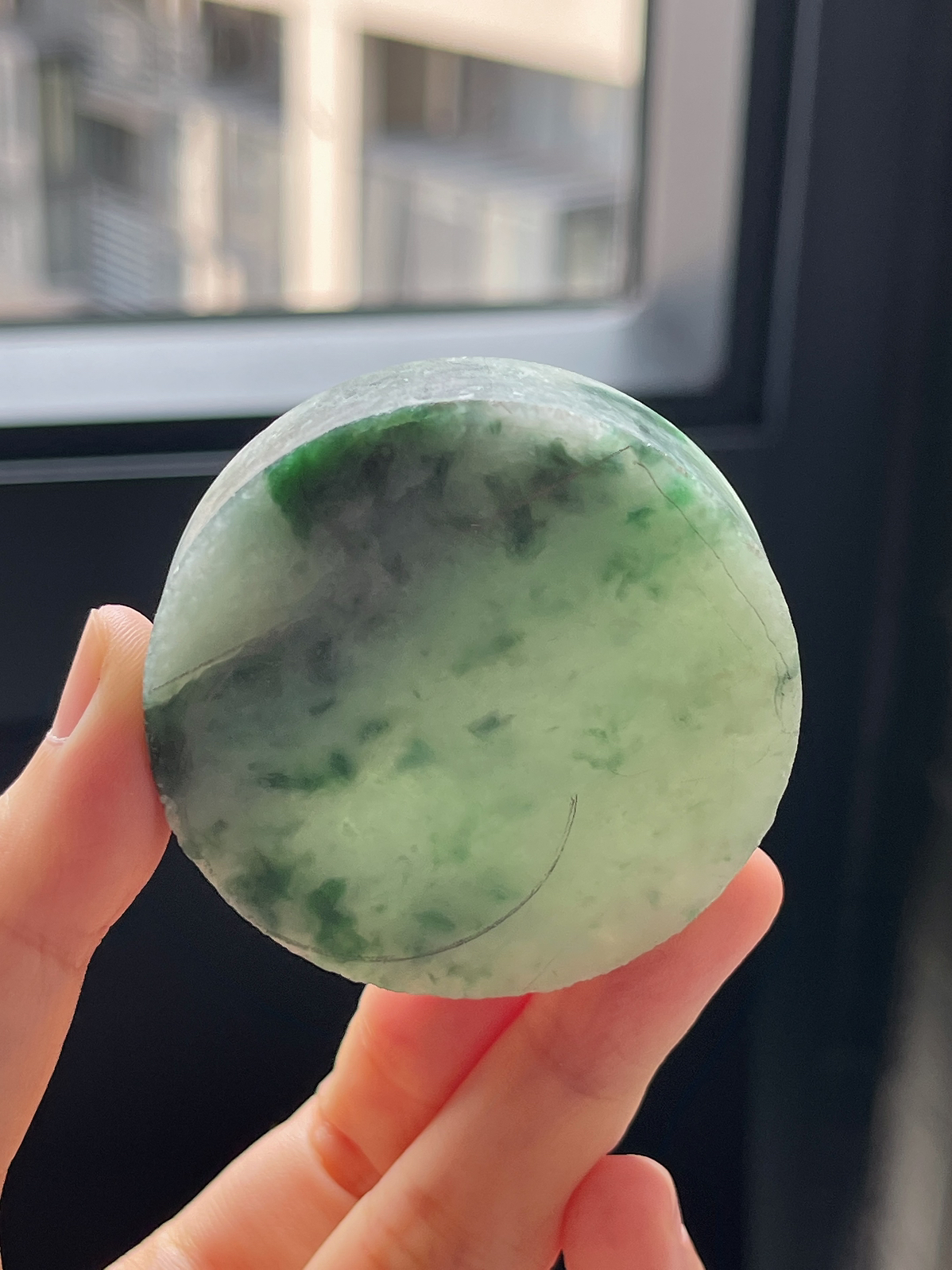 翡翠糯化飘花镯心