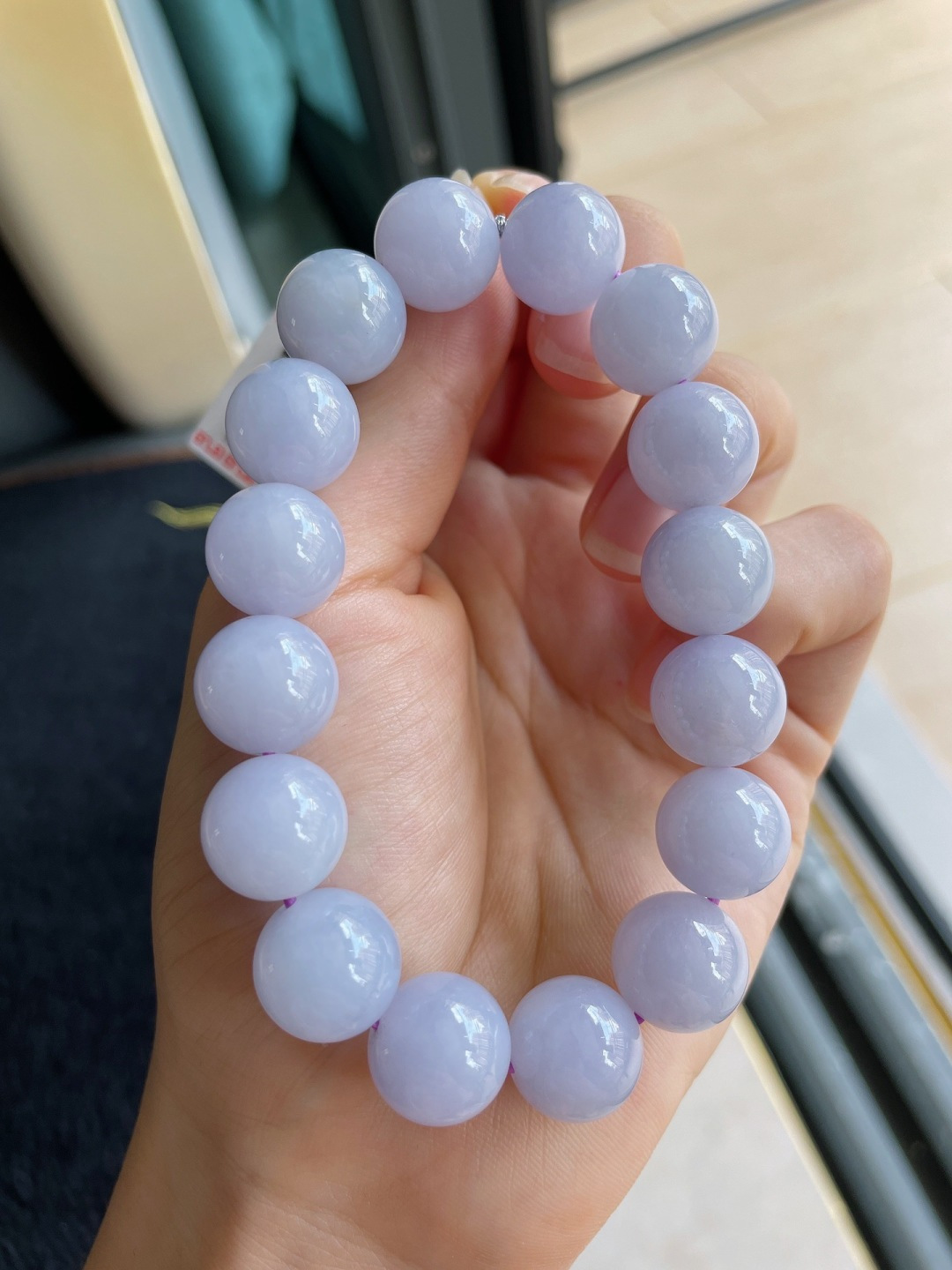 ️，缅甸天然翡翠A货，冰手串，尺寸：12.8mm。-3264