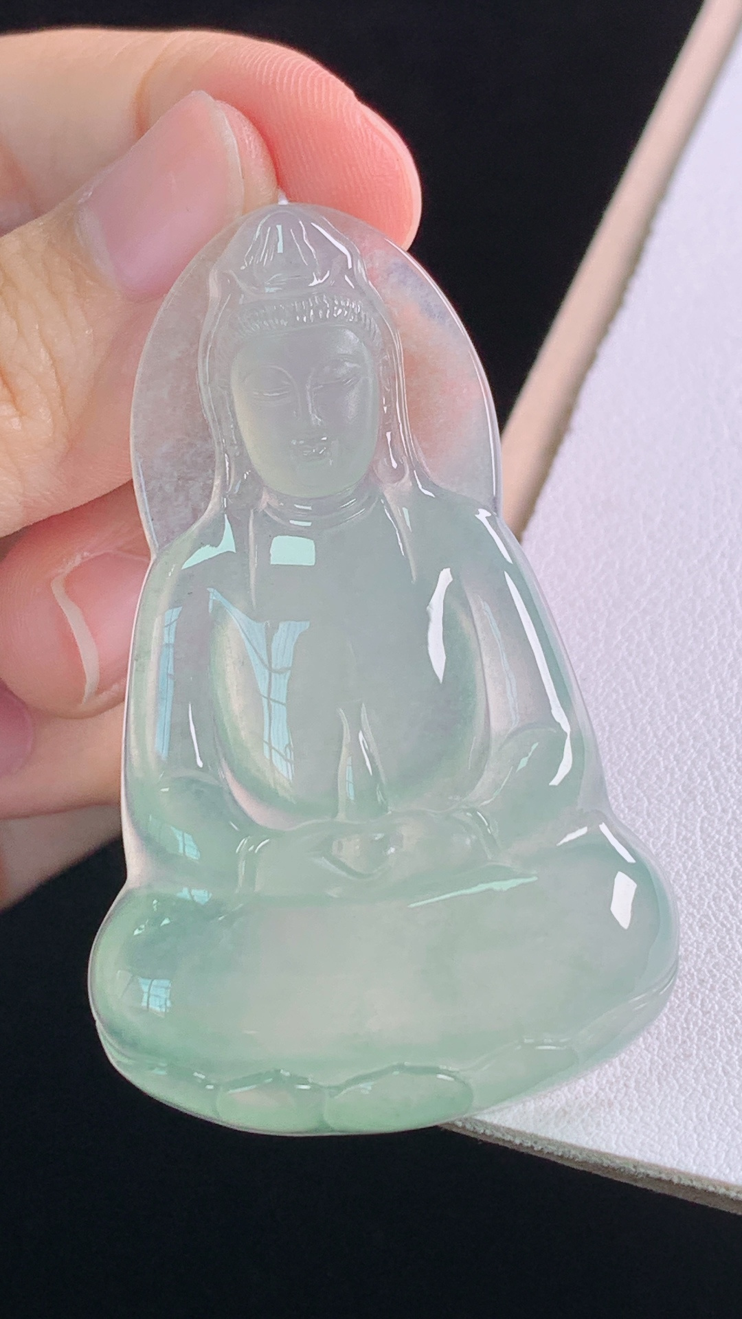️观音 种水，清透起光，无裂 尺寸:55.3-35.0-5.1mm 14
