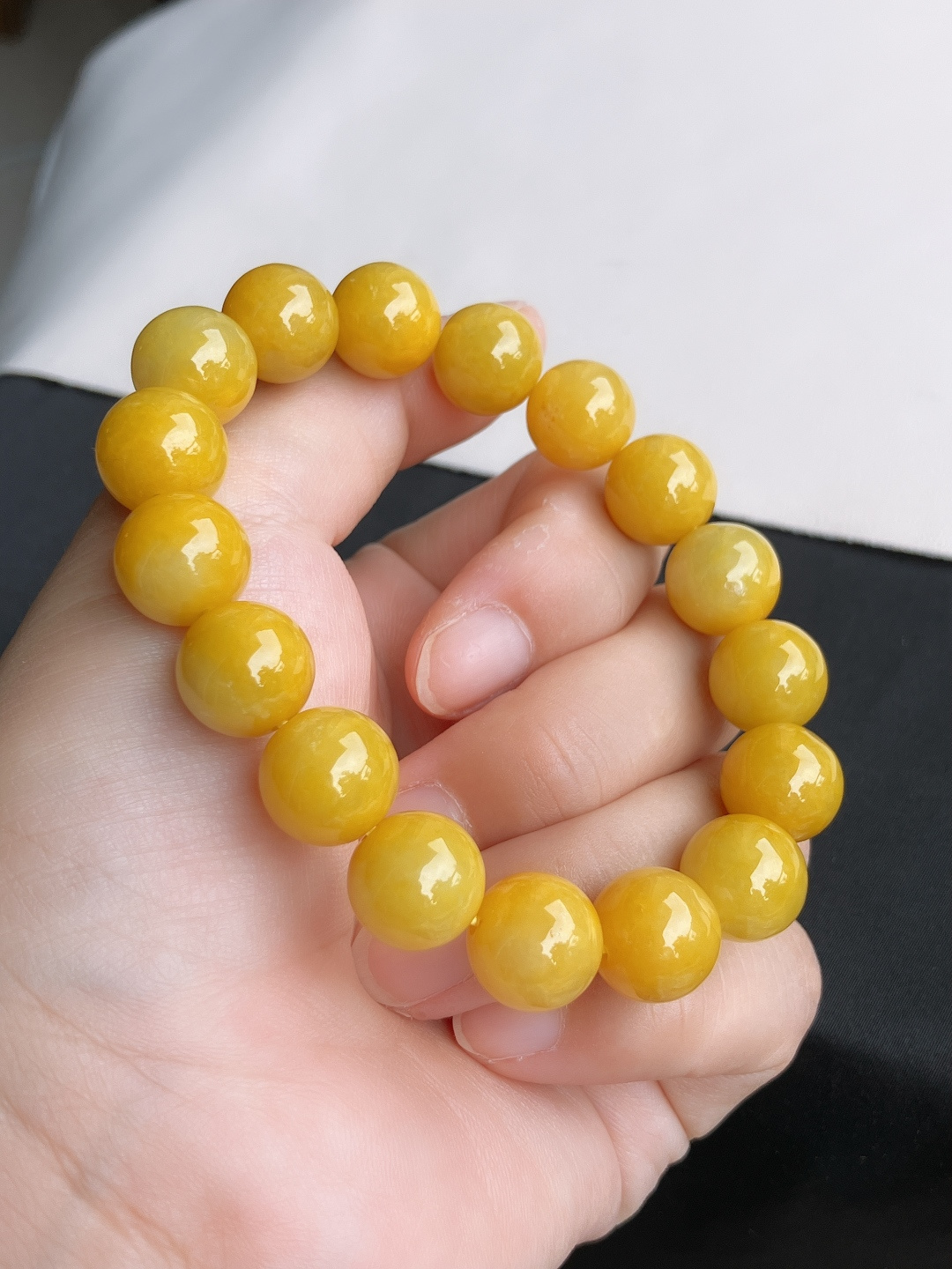 ️冰黄手串，饱满大气，尺寸12.3/自然光实拍