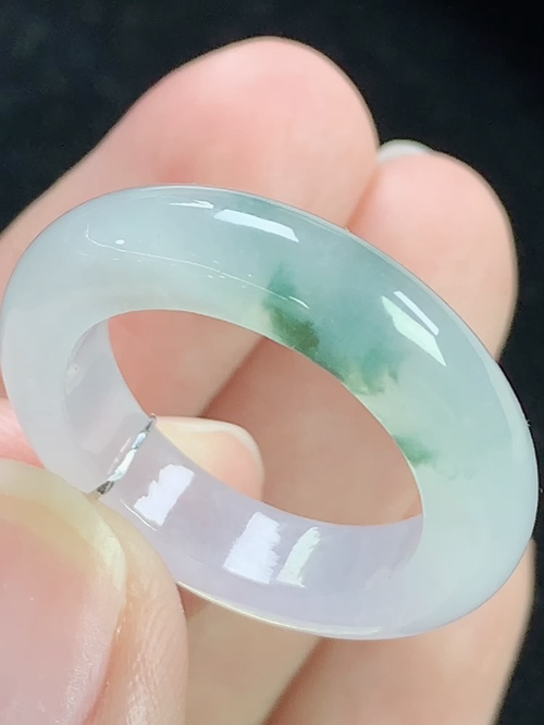 冰飘花戒指，无裂，内径尺寸18.4-5.6-4.2mm，17号手寸，j17jxg