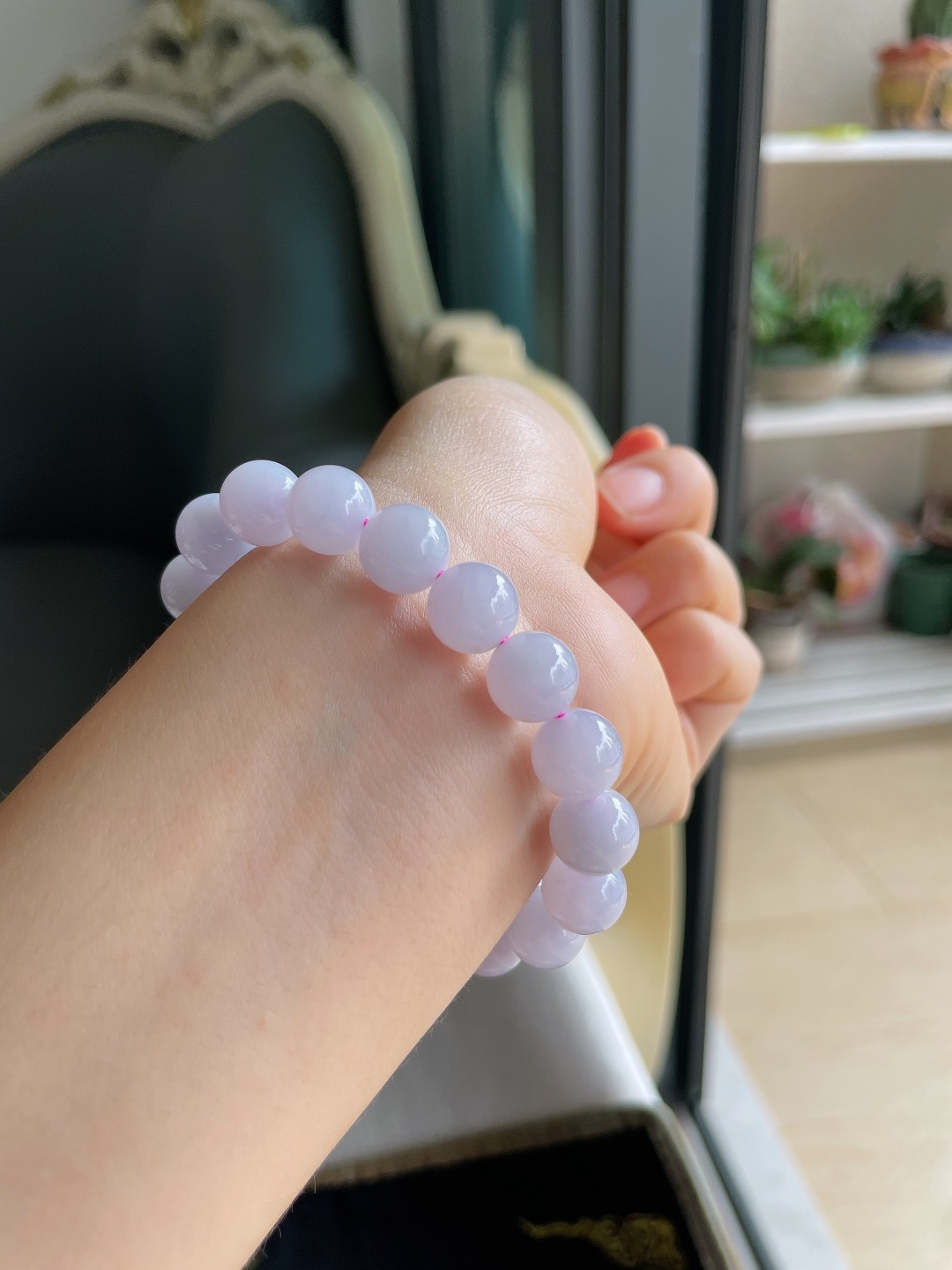 ️，缅甸天然翡翠A货，冰种手链，尺寸：9.8mm。【编4655】