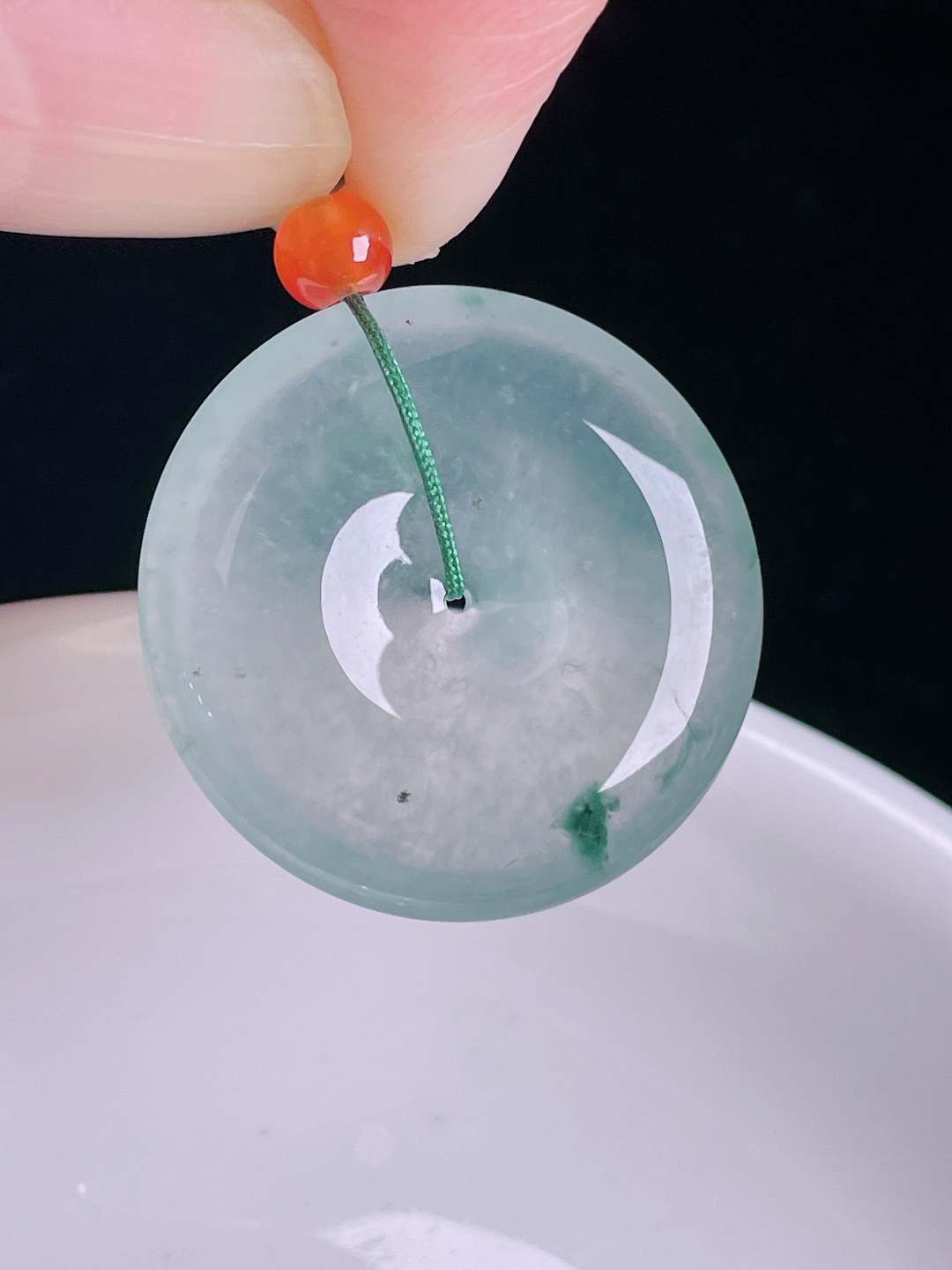 ️平安扣，老种起光，细底通透，尺寸：24.5/5.5mm0917
