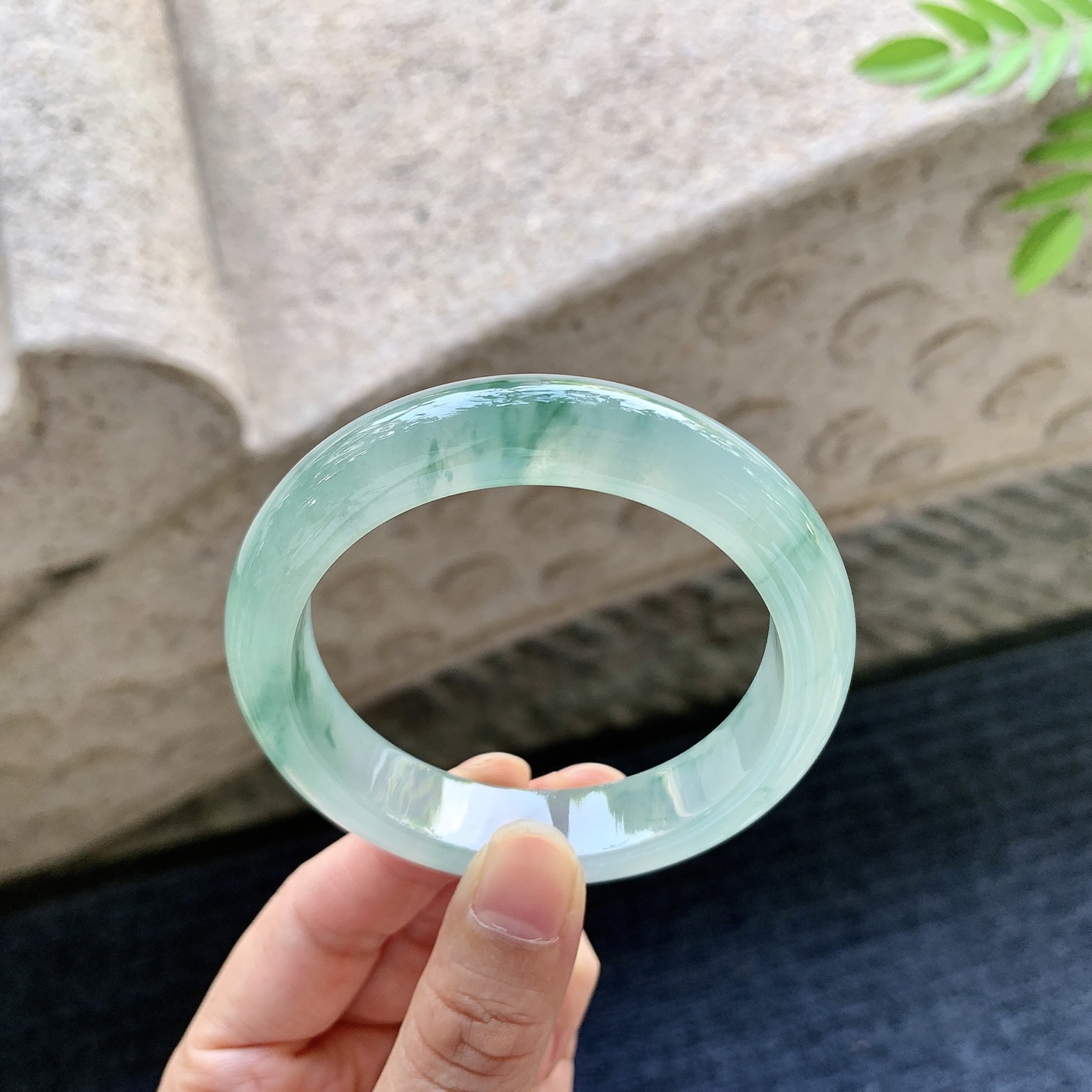 正圈53 54 圈口54.5/12.3/8.7 编码AD091521 冰糯飘花，清透，水润，种老，无裂