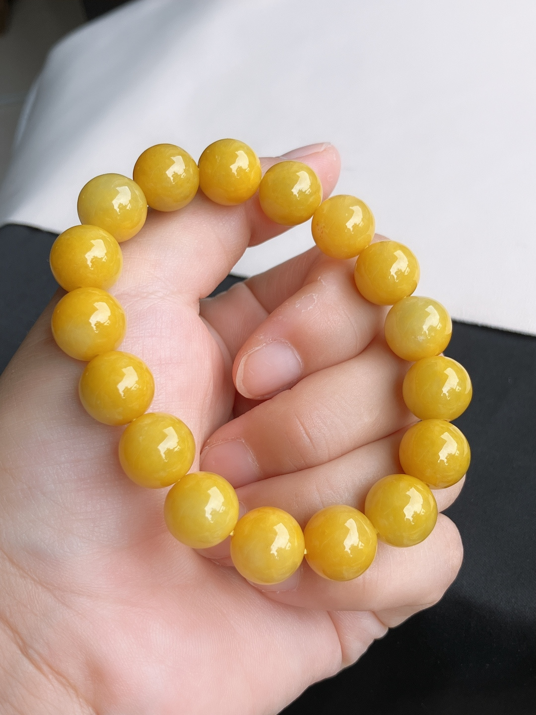 ️冰黄手串，饱满大气，尺寸12.3/自然光实拍
