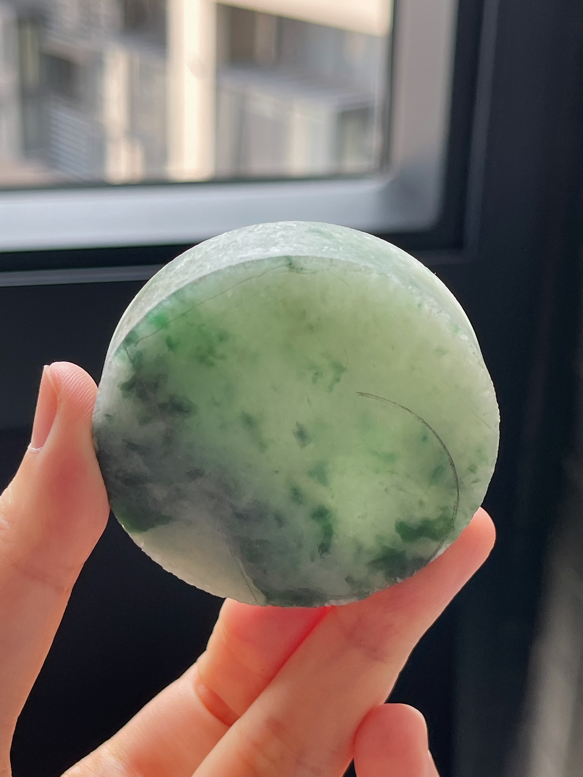 翡翠糯化飘花镯心