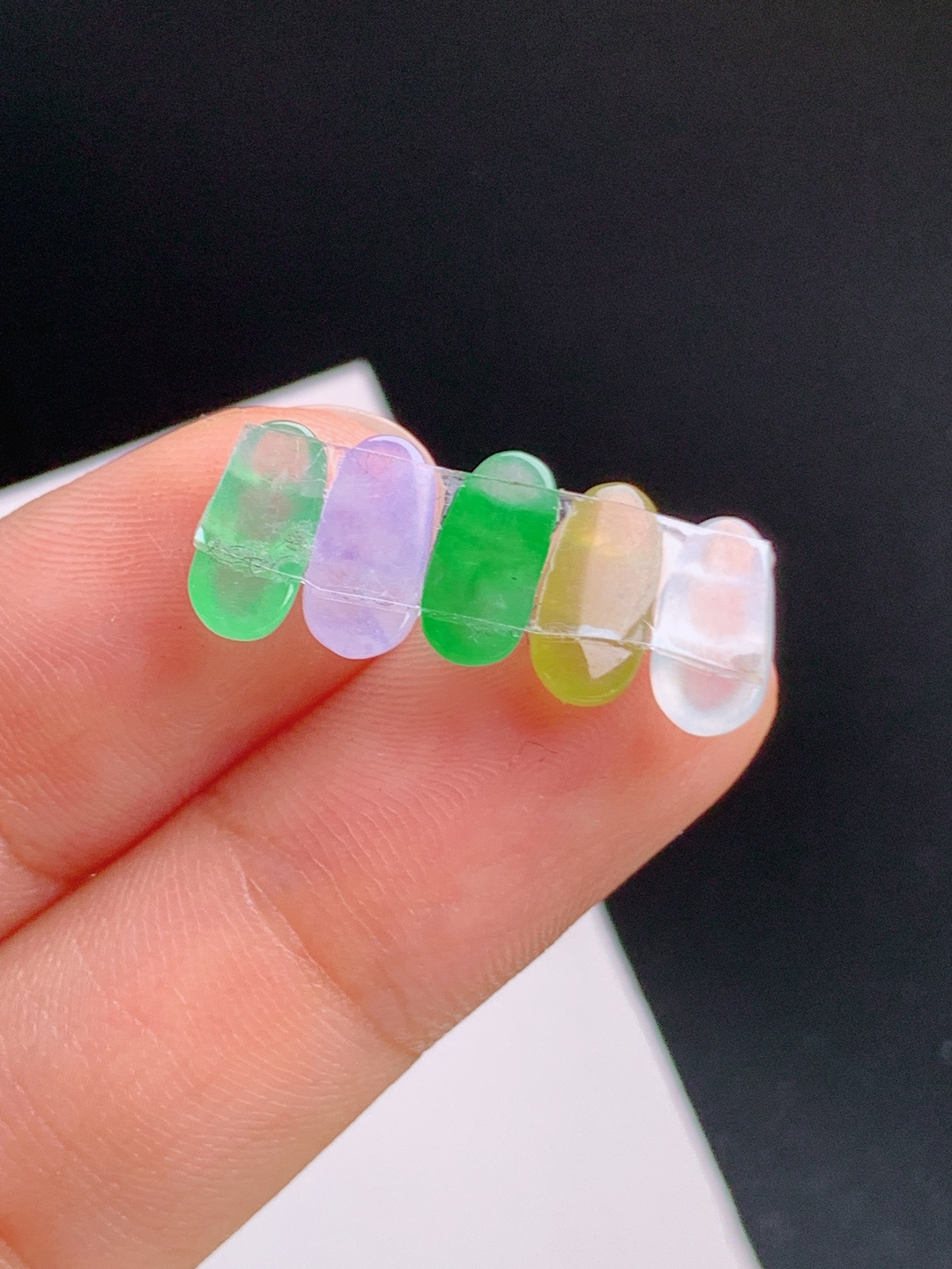 ️ 多宝福豆裸石一手，冰彩鲜亮，颗颗饱满，五福临门 裸石9.6-4.1-2.8 530914