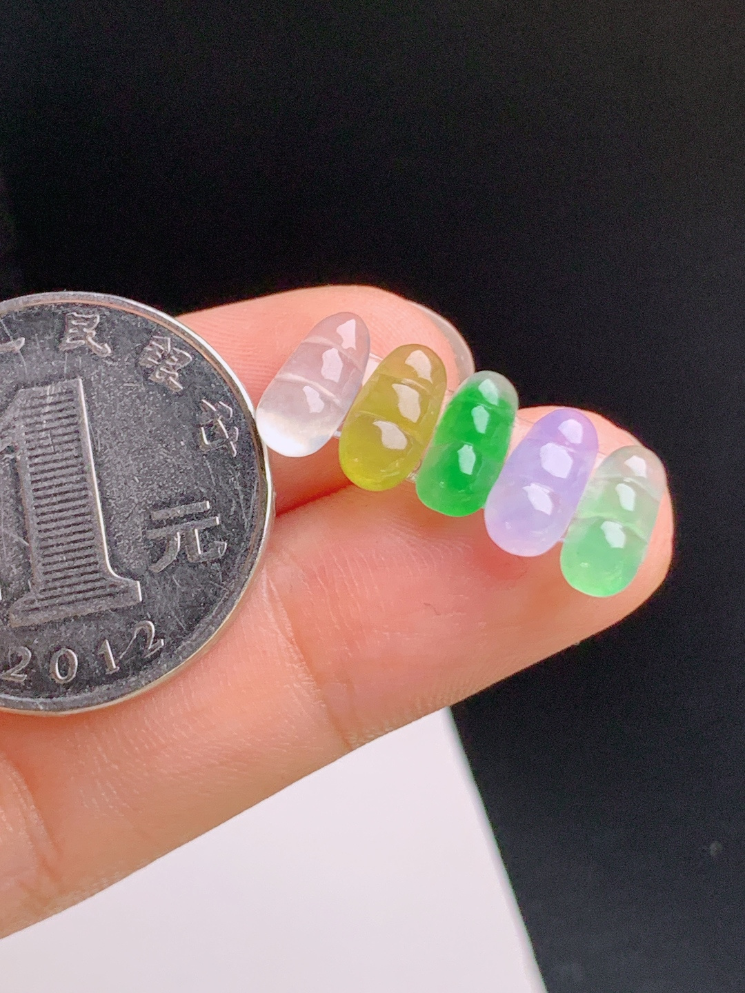 ️ 多宝福豆裸石一手，冰彩鲜亮，颗颗饱满，五福临门 裸石9.6-4.1-2.8 530914