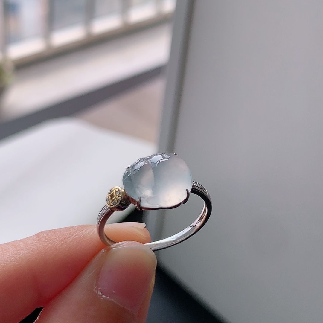 ️ 冰种貔貅女戒 底子细腻莹润 冰润起胶 佩戴优雅迷人 货号85915，10.2-9.0-2.8