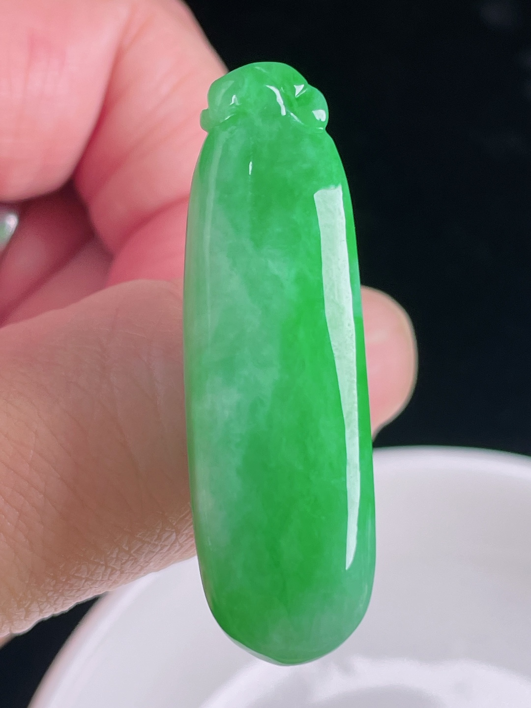 ️阳绿福瓜，老种起光，细底通透，尺寸：43.4/13/9mm0917