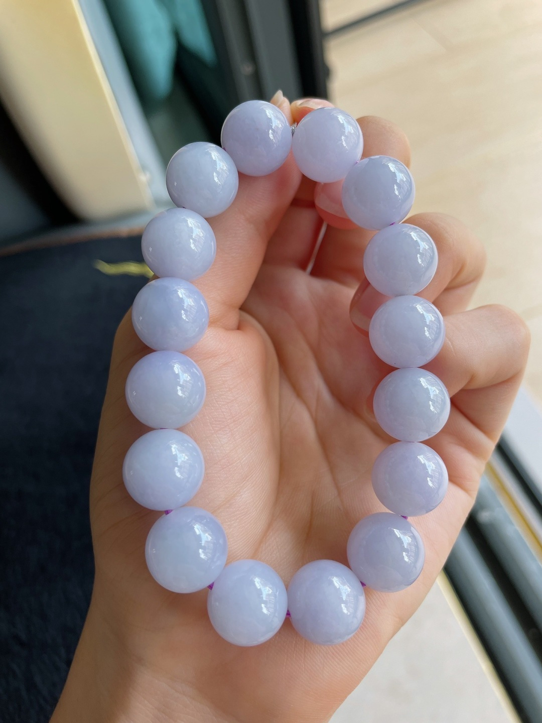 ️，缅甸天然翡翠A货，冰手串，尺寸：12.8mm。-3264