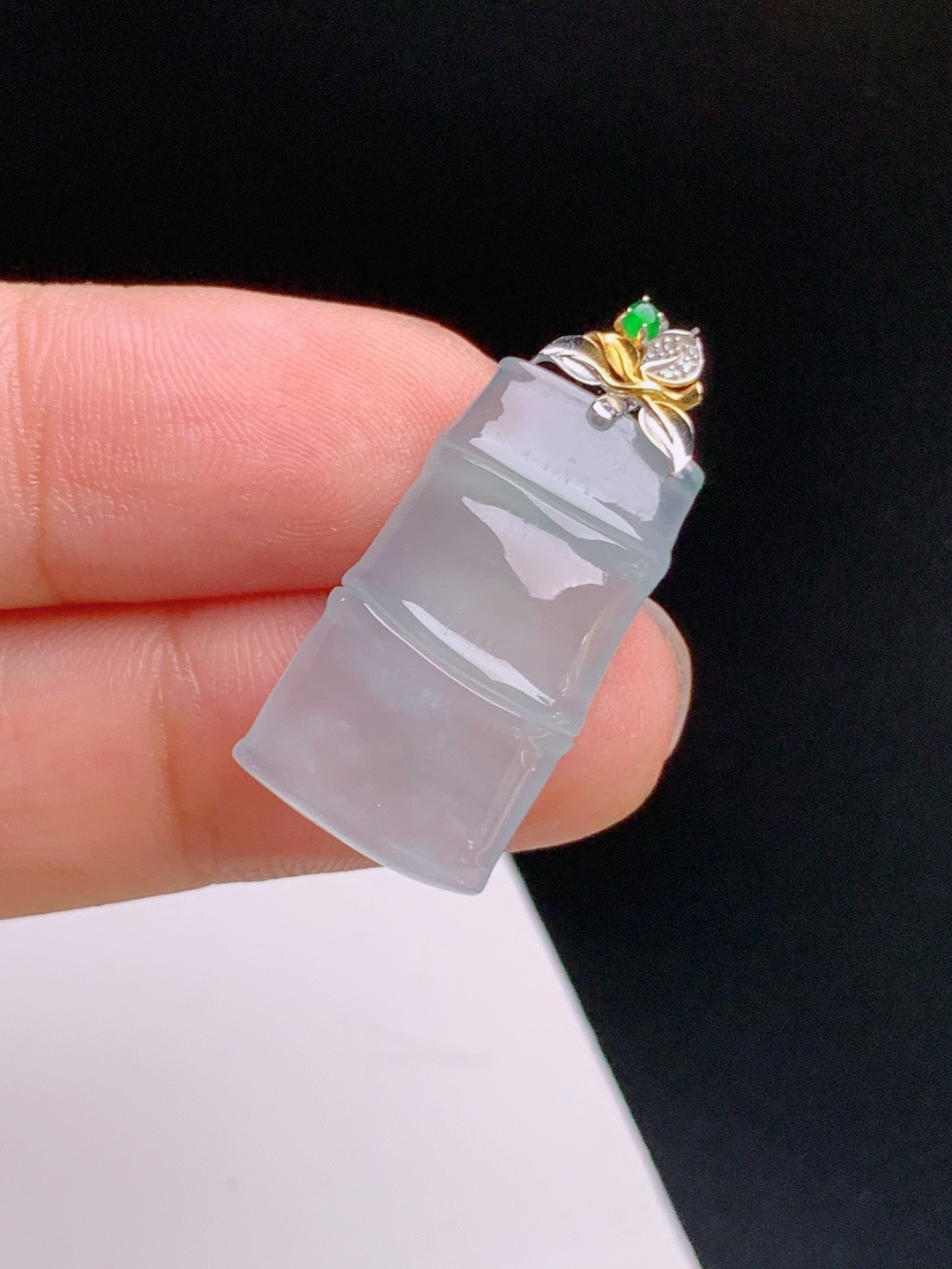 ️ 冰种竹节吊坠，底子干净，莹润起光，步步高升 裸石23.5-13-4.6 整体28.8 530914