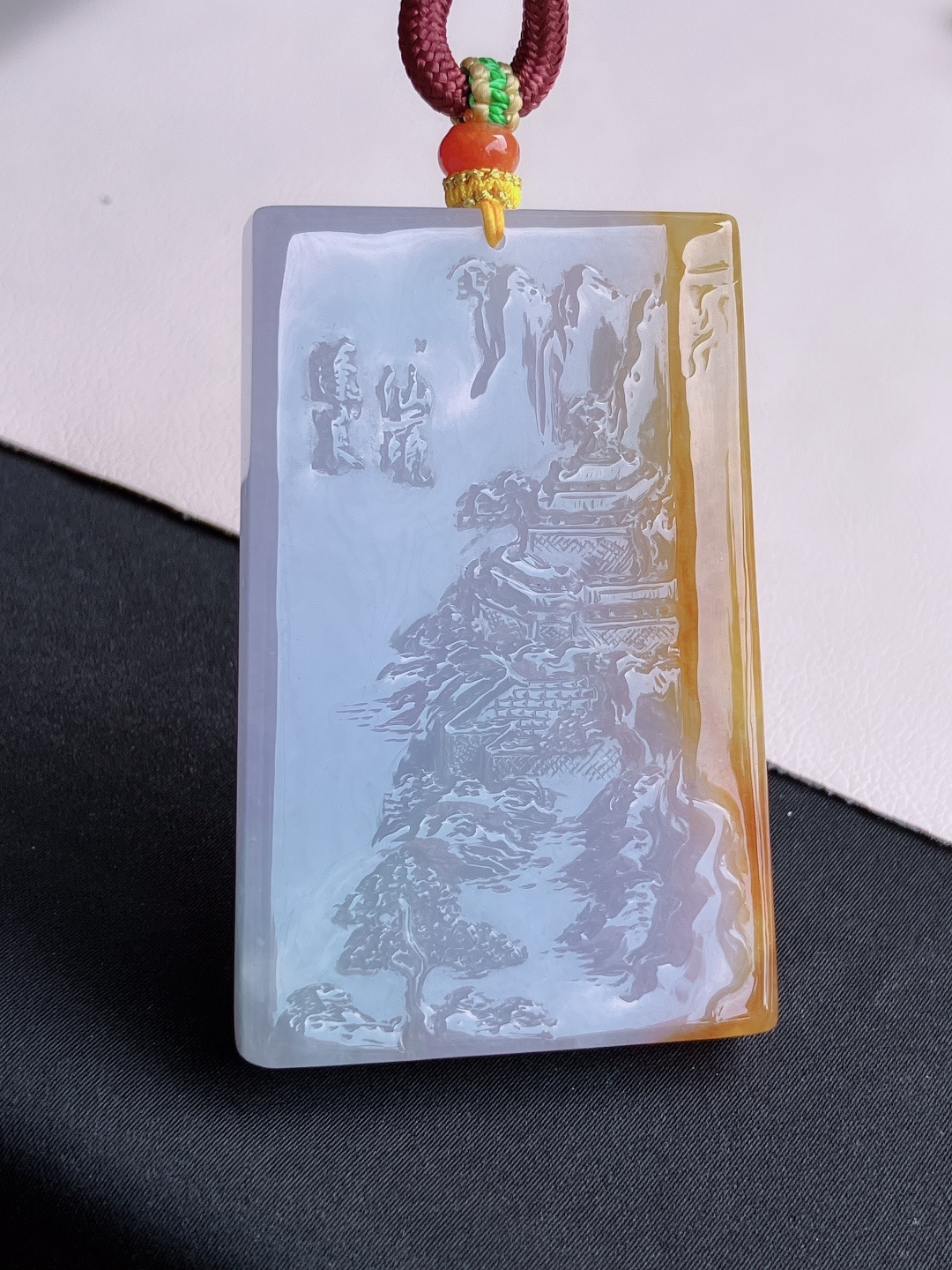 ️，双彩山水牌，晶莹剔透，意境美，尺寸63/41.3/7.3/自然光实拍