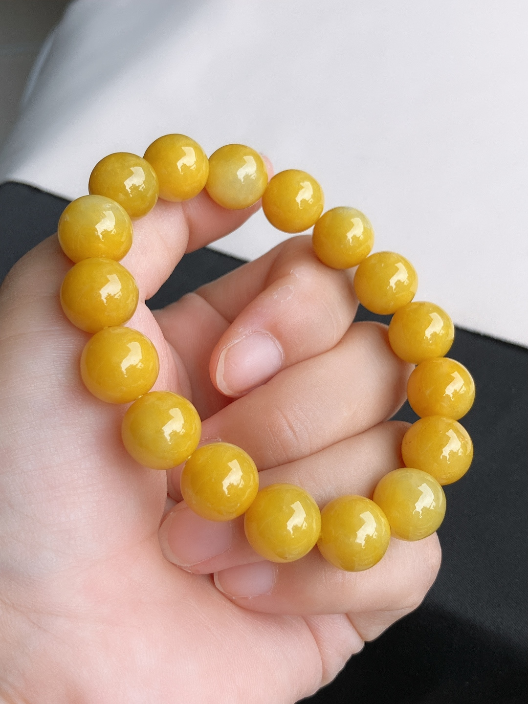 ️冰黄手串，饱满大气，尺寸12.3/自然光实拍