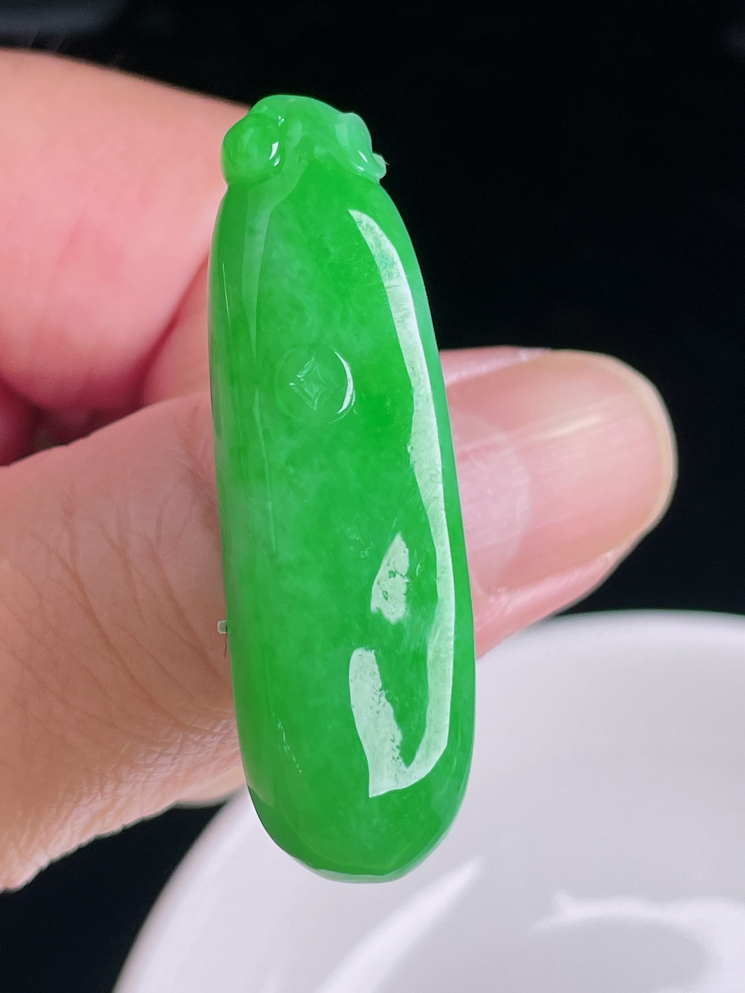 ️阳绿福瓜，老种起光，细底通透，尺寸：43.4/13/9mm0917