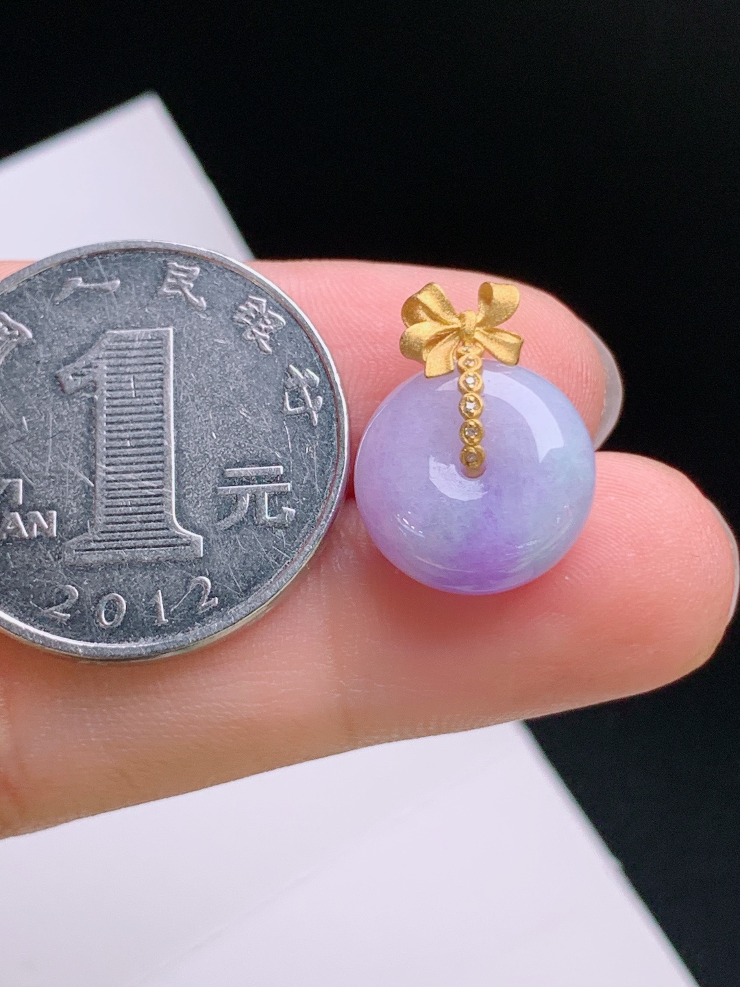 ️ 平安扣吊坠，粉紫温润，金镶蝴蝶结，雅致贵气，裸石13.5-6.217.7 42