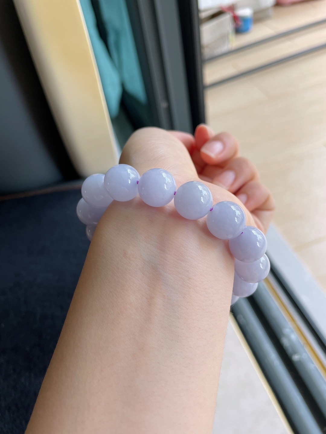 ️，缅甸天然翡翠A货，冰手串，尺寸：12.8mm。-3264